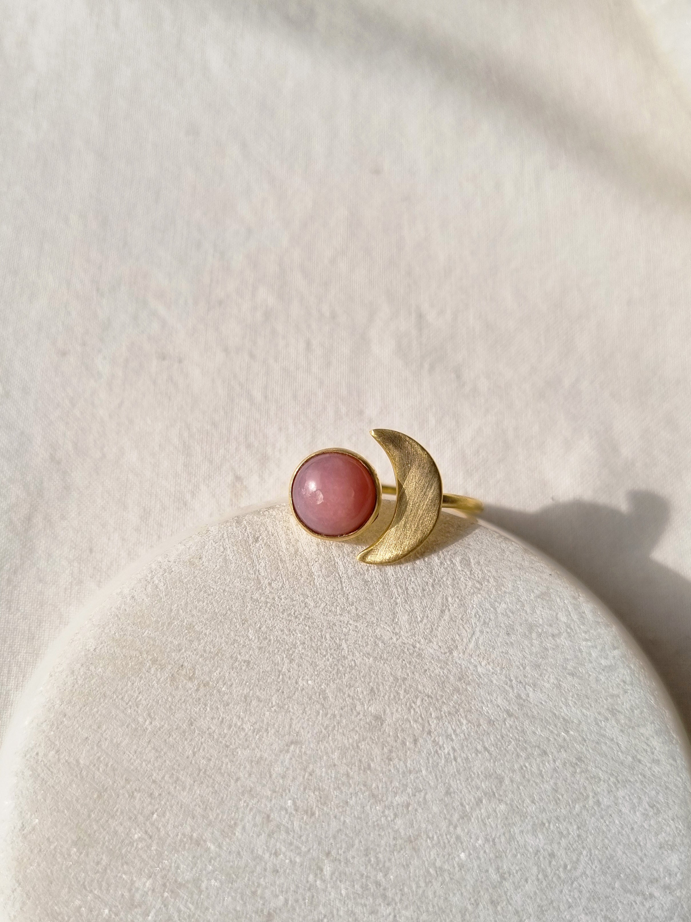 ika - Pink Opal Sun n Moon Ring