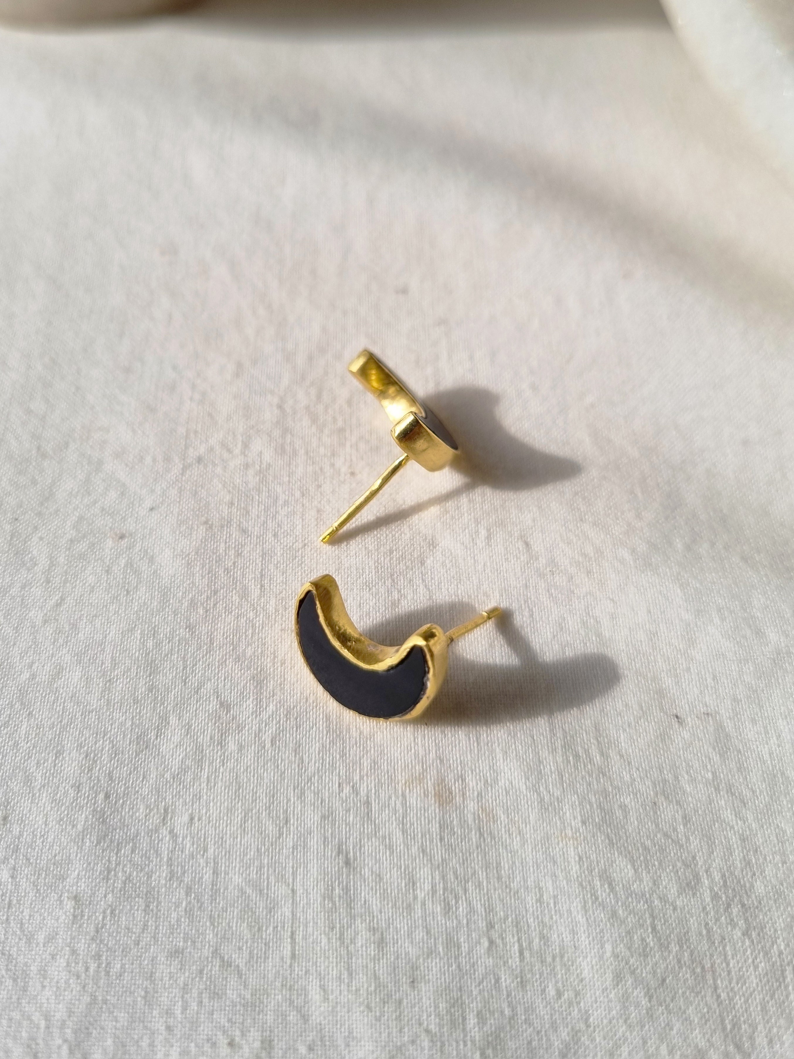 araya - Black Onyx Luna Studs