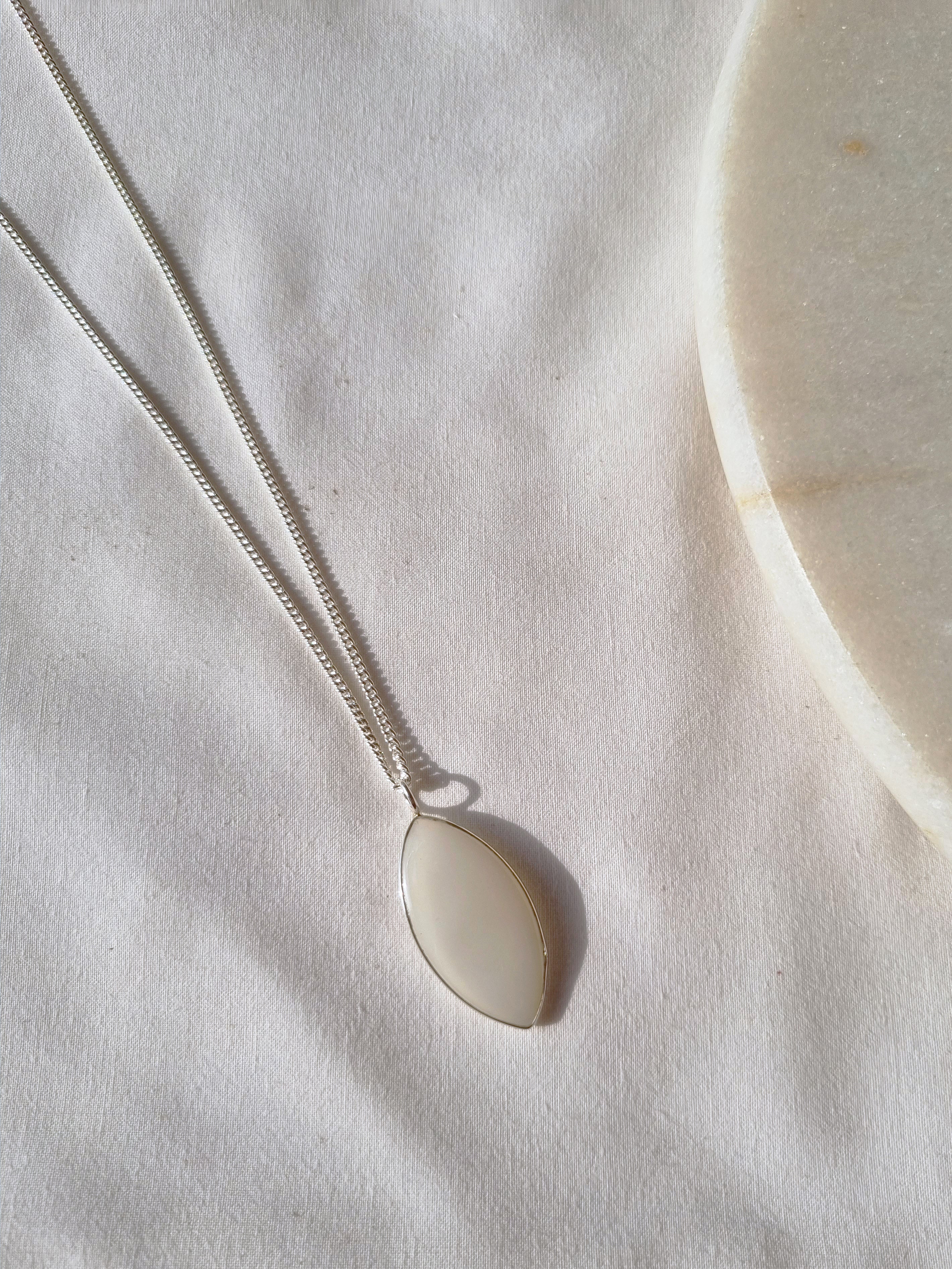 kharay - White Moonstone Men's Marquise Pendant