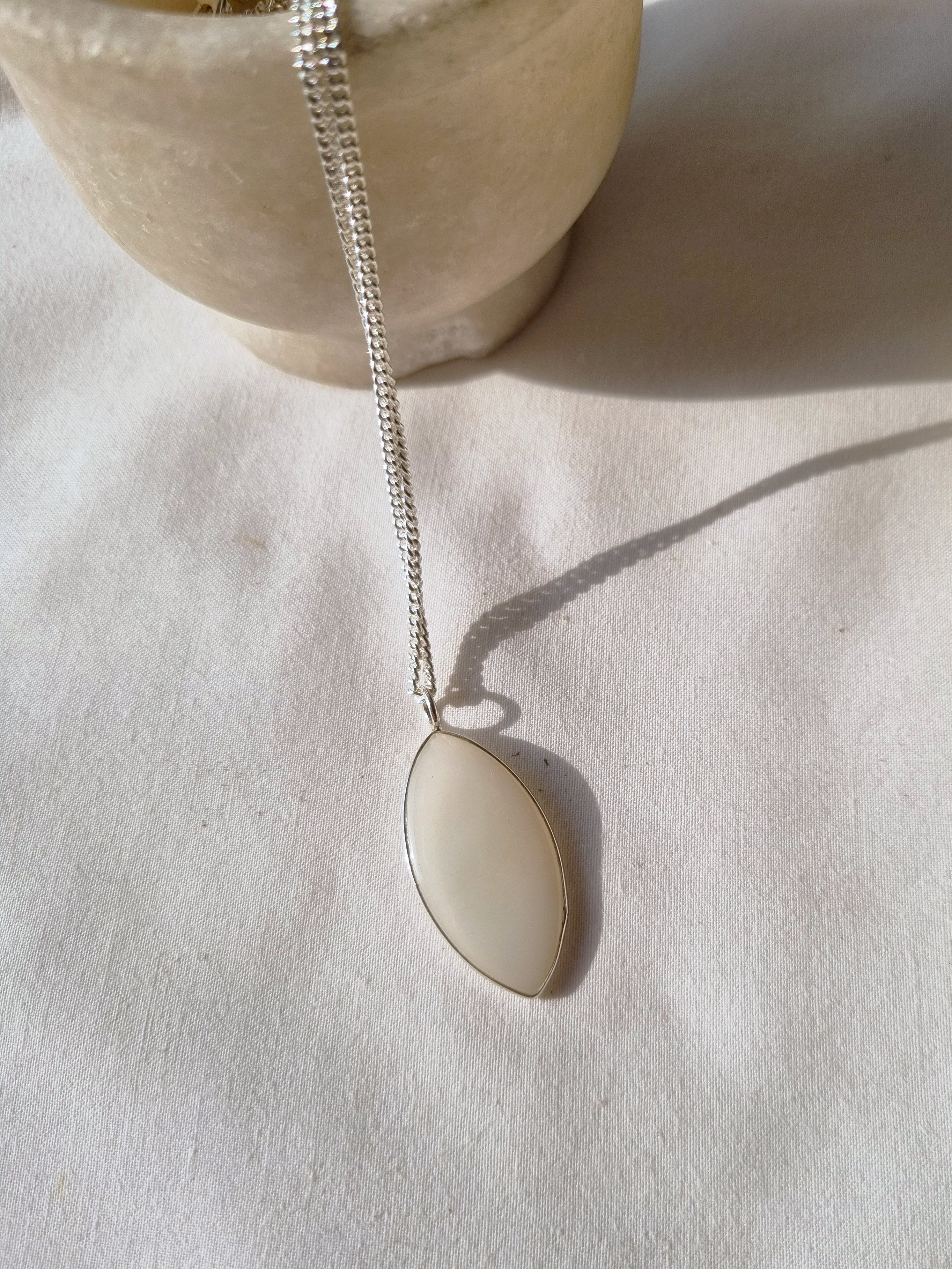 kharay - White Moonstone Men's Marquise Pendant