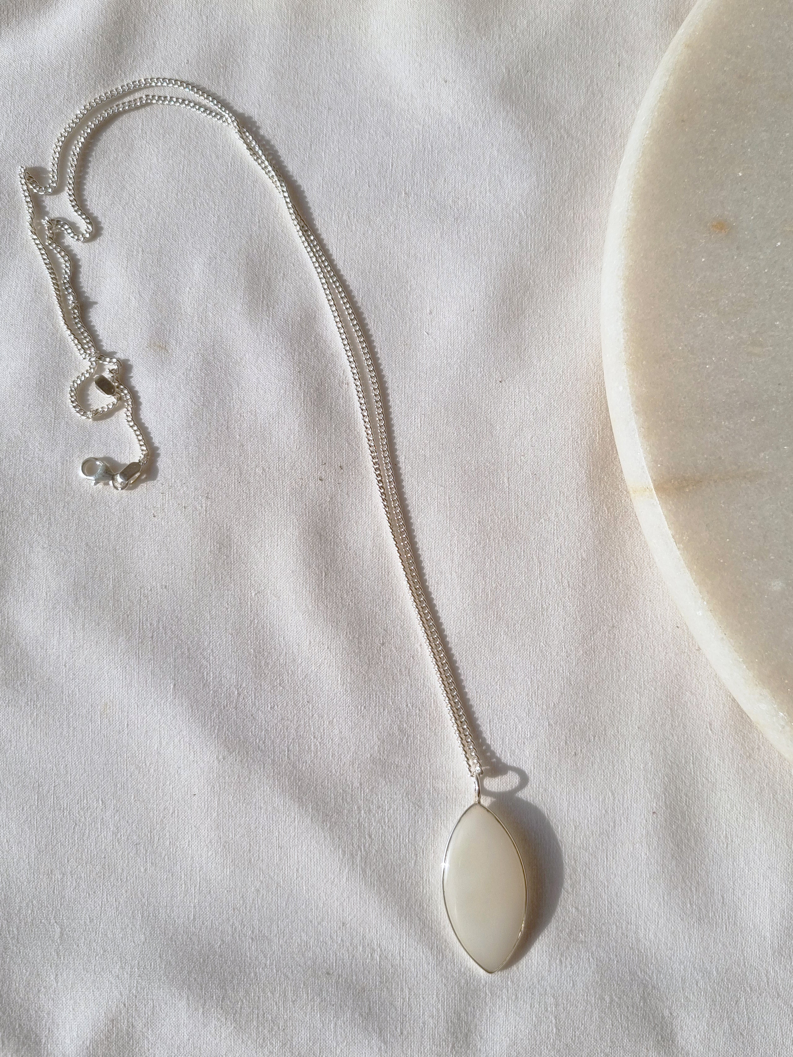 kharay - White Moonstone Men's Marquise Pendant