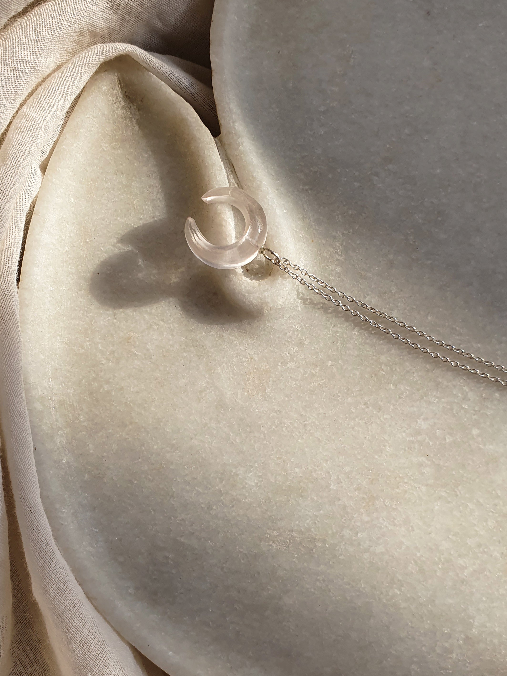 koka - Rose Quartz Crescent Pendant