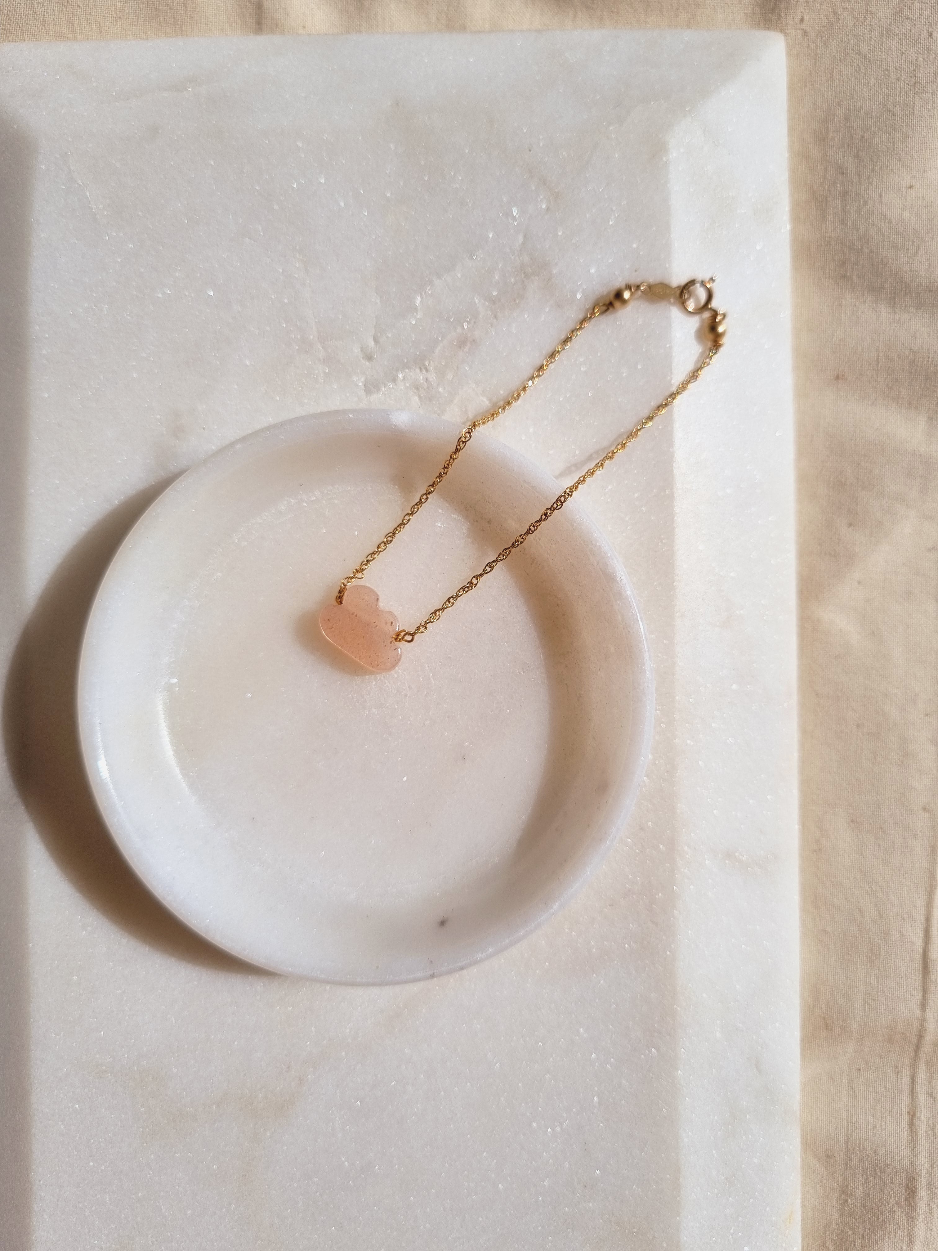 amegh - Peach Moonstone Cloud Bracelet