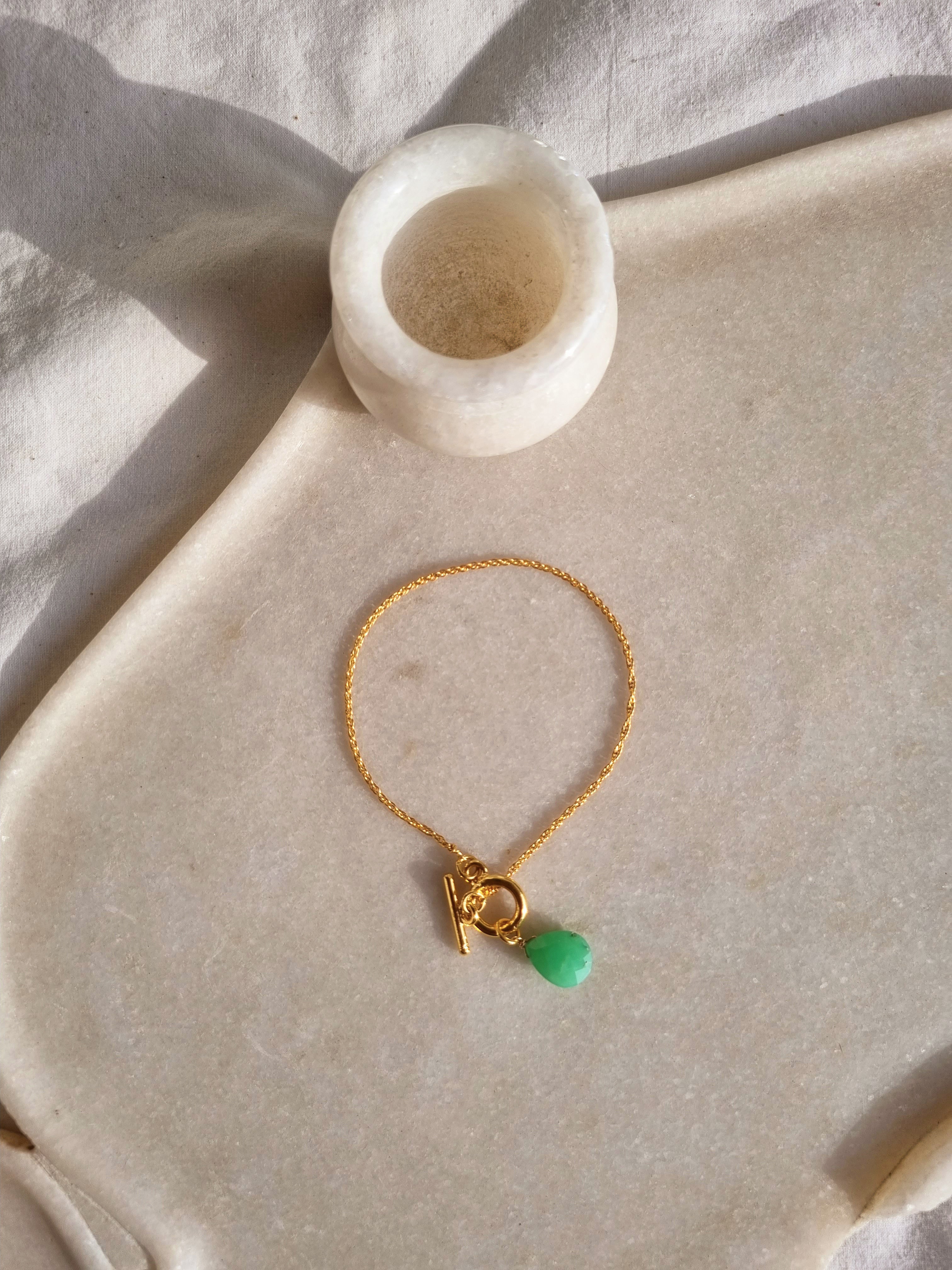amahu - Chrysoprase Almond Toggle Bracelet