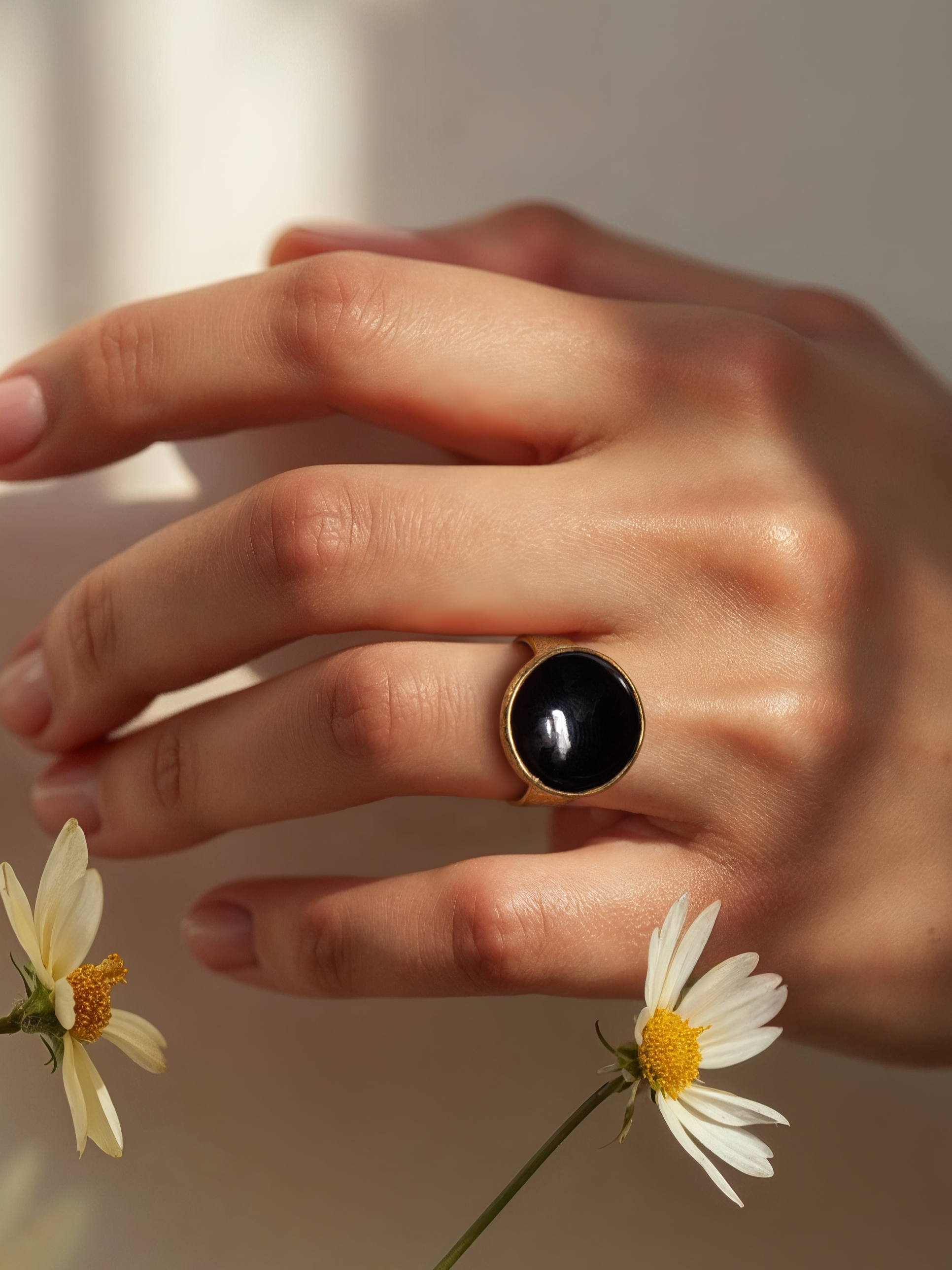 saani - Black Onyx Saturn Ring