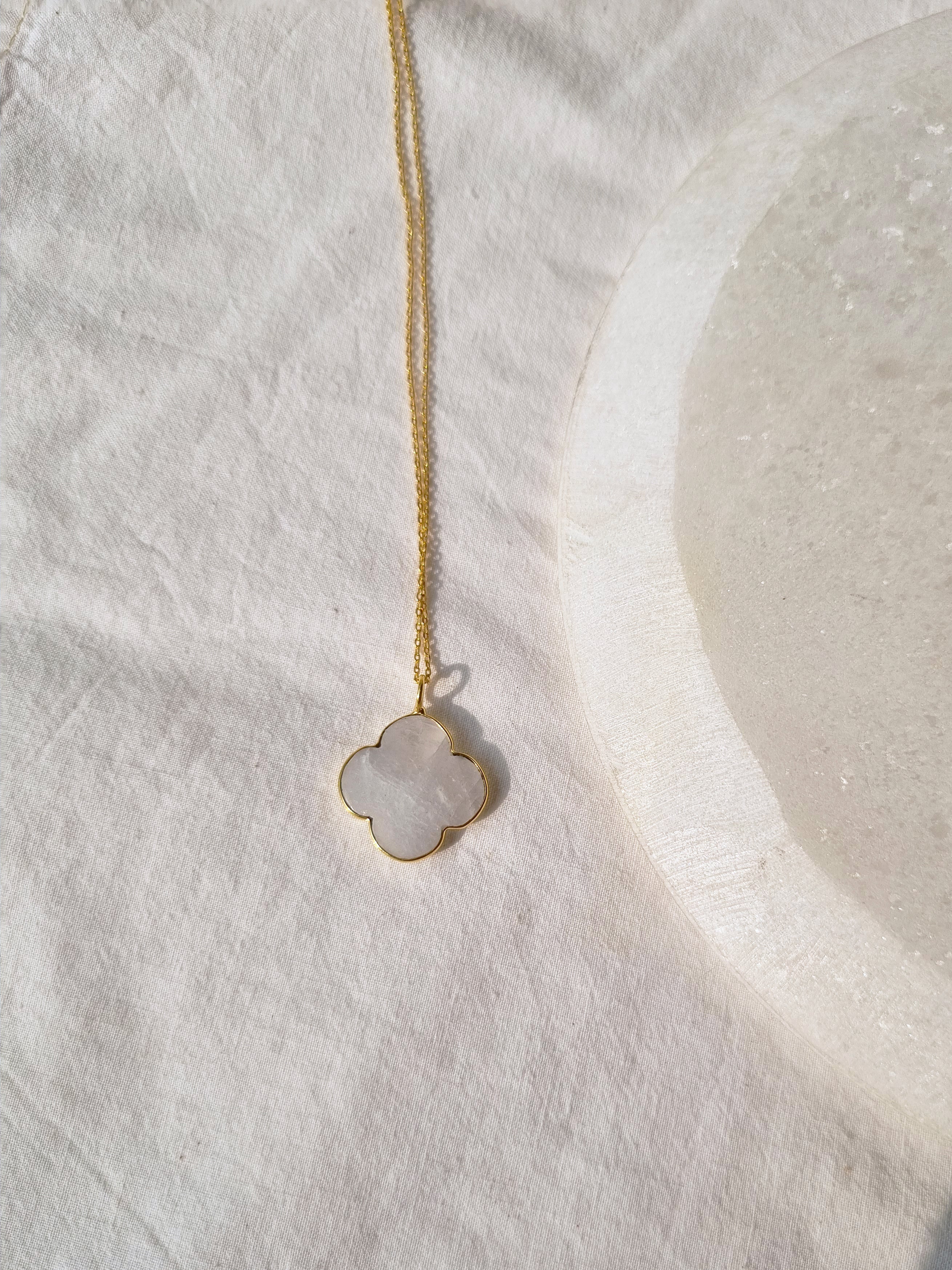 kasa - Rainbow Moonstone Clover Pendant