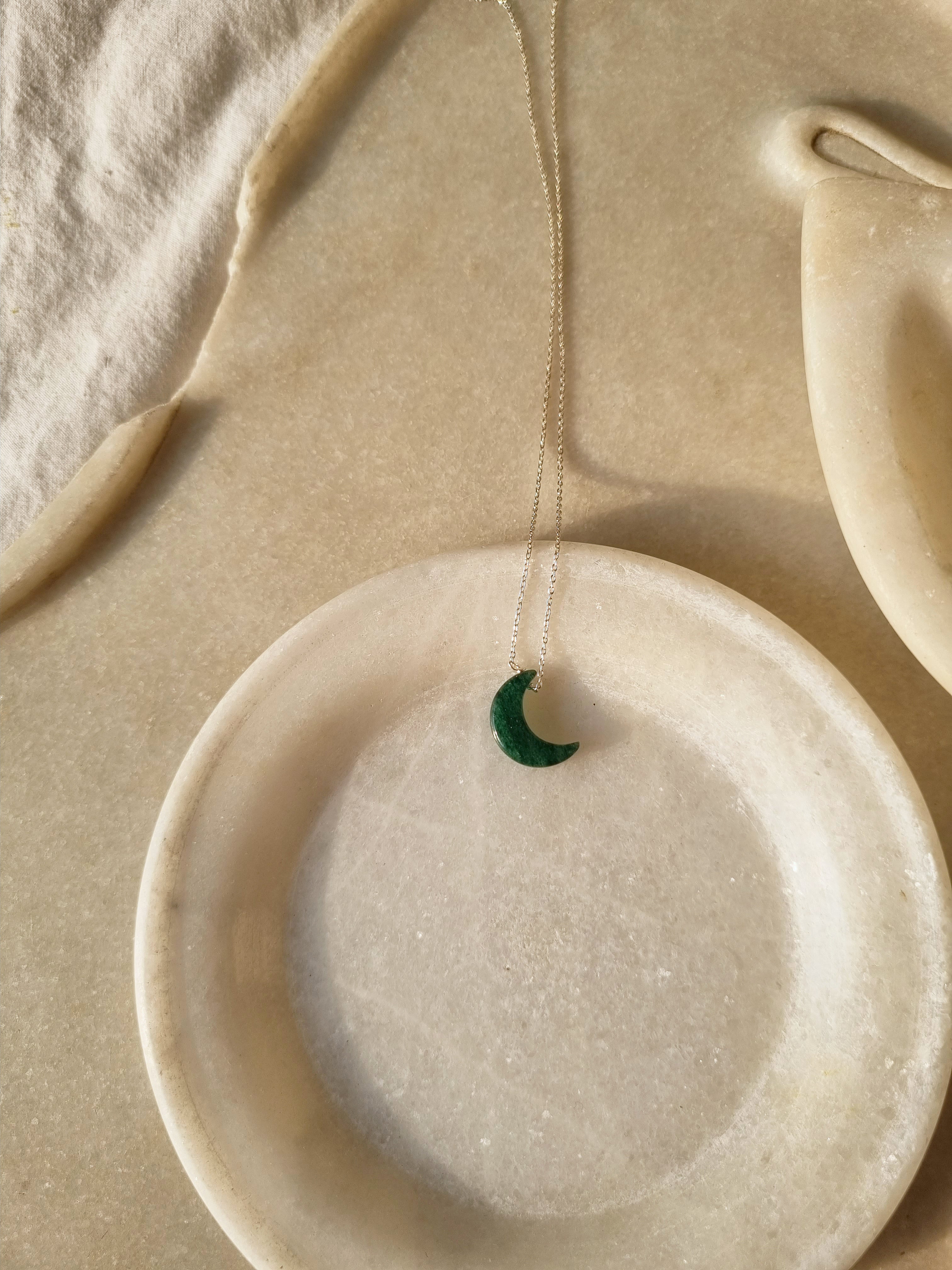adhva - Green Aventurine Luna Pendant