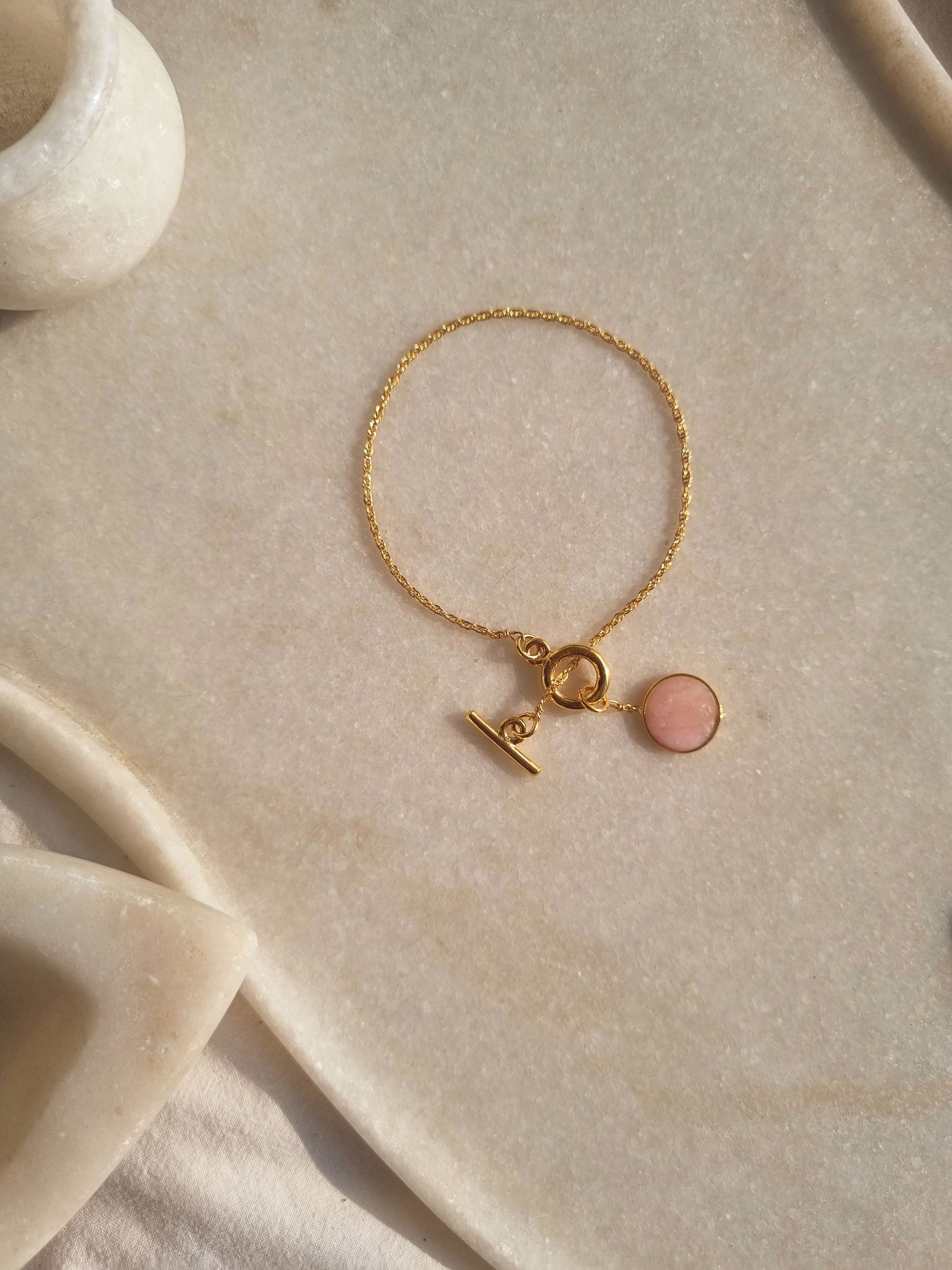 haas - Pink Opal Round Toggle Bracelet