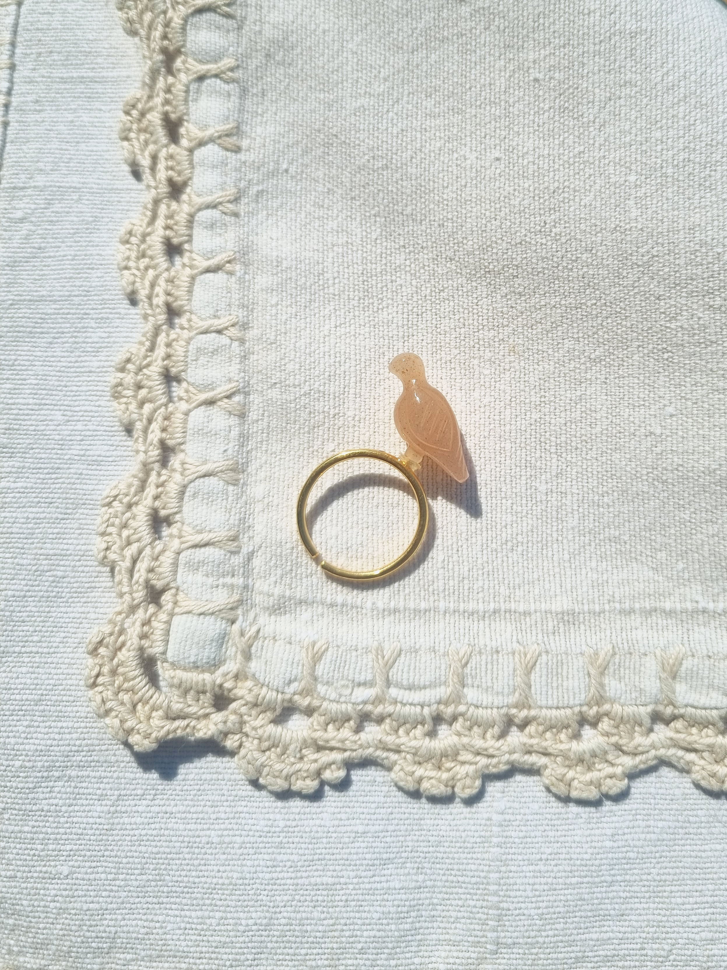 dove - Peach Moonstone Ring