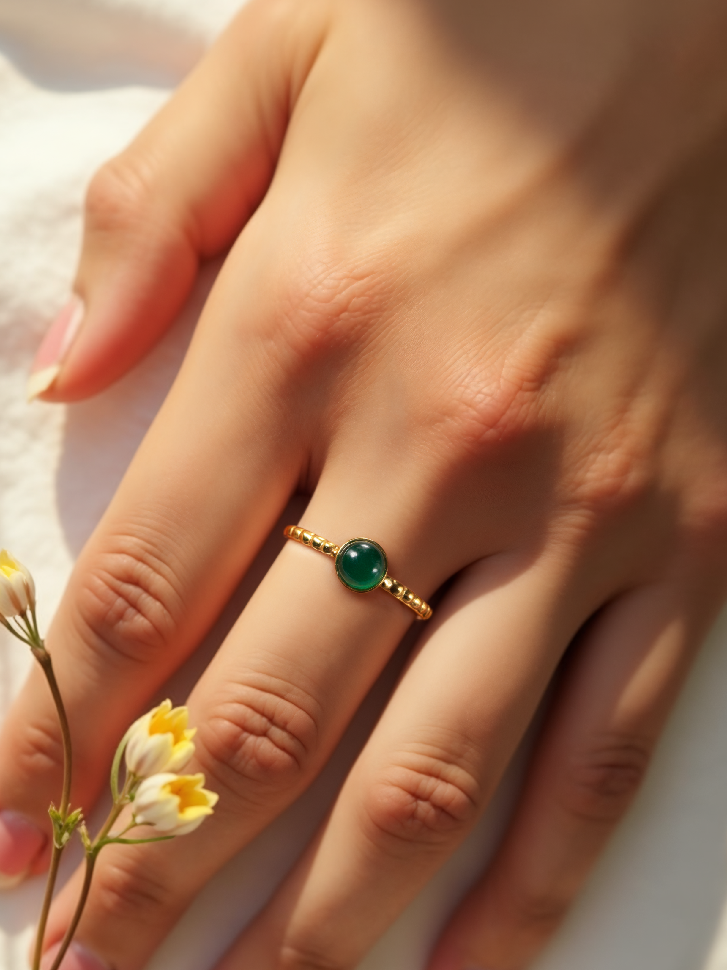 sukra - Green Onyx Venus Ring