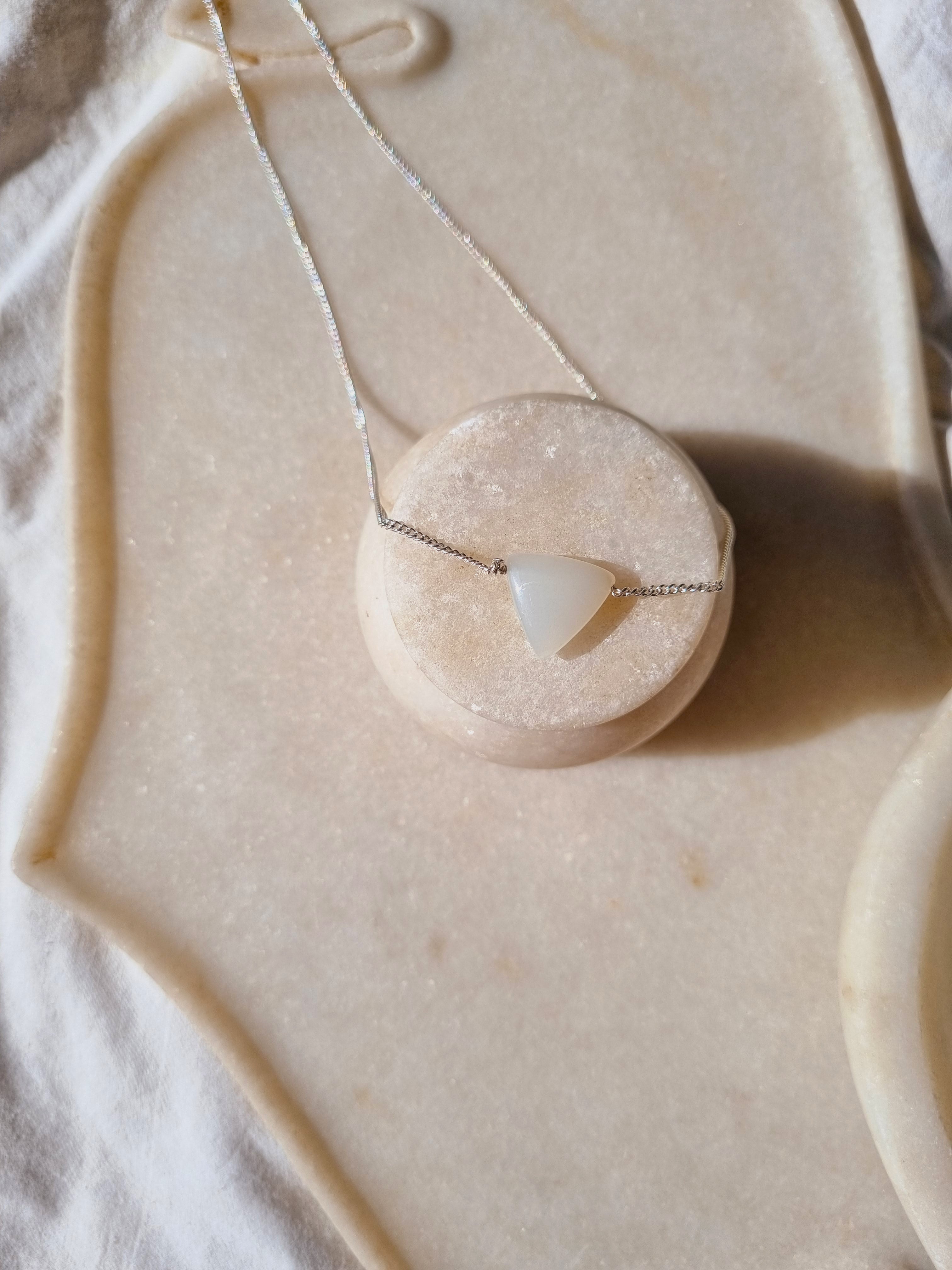 anya - White Moonstone Men's Tikona Pendant