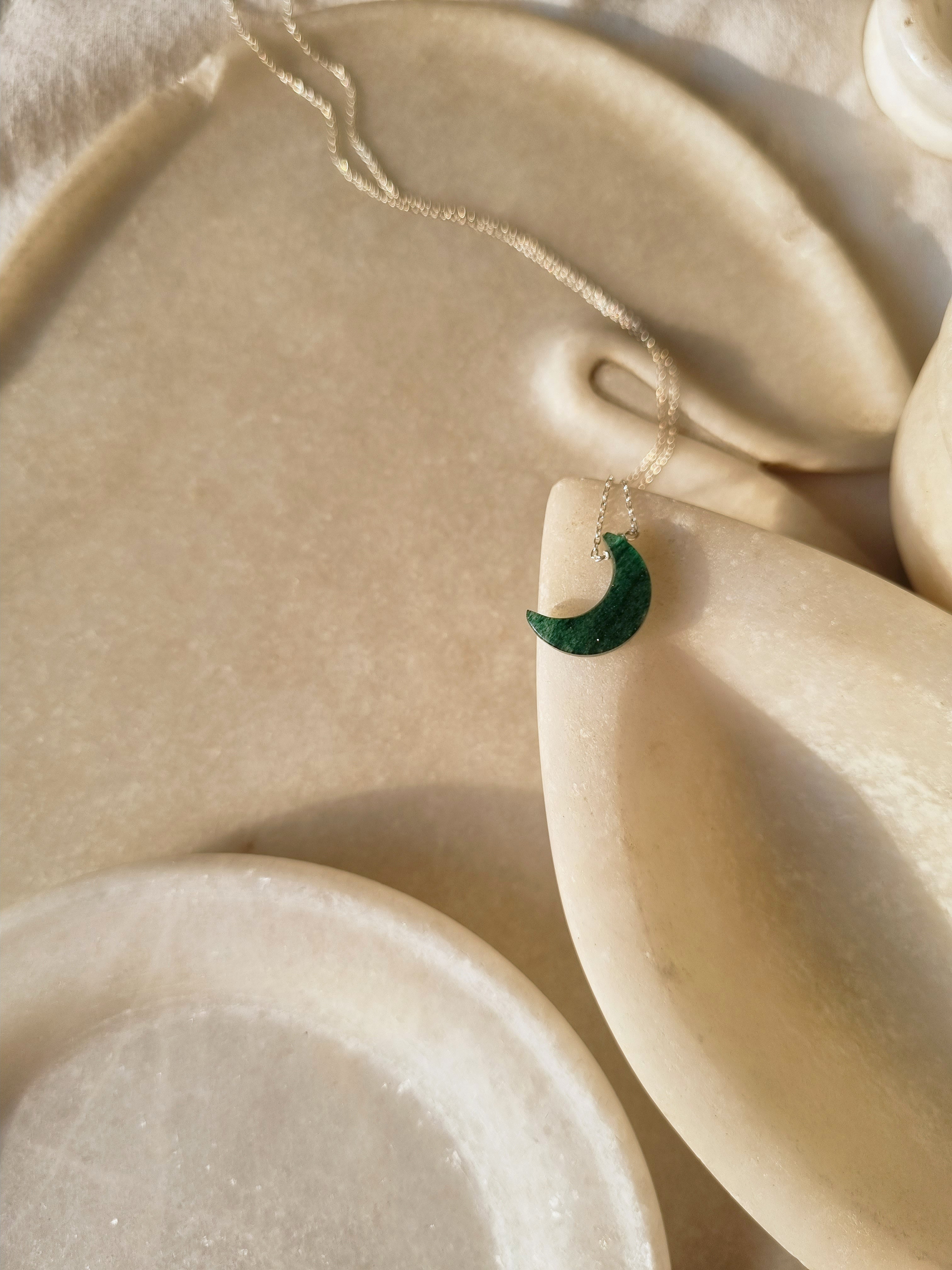 adhva - Green Aventurine Luna Pendant