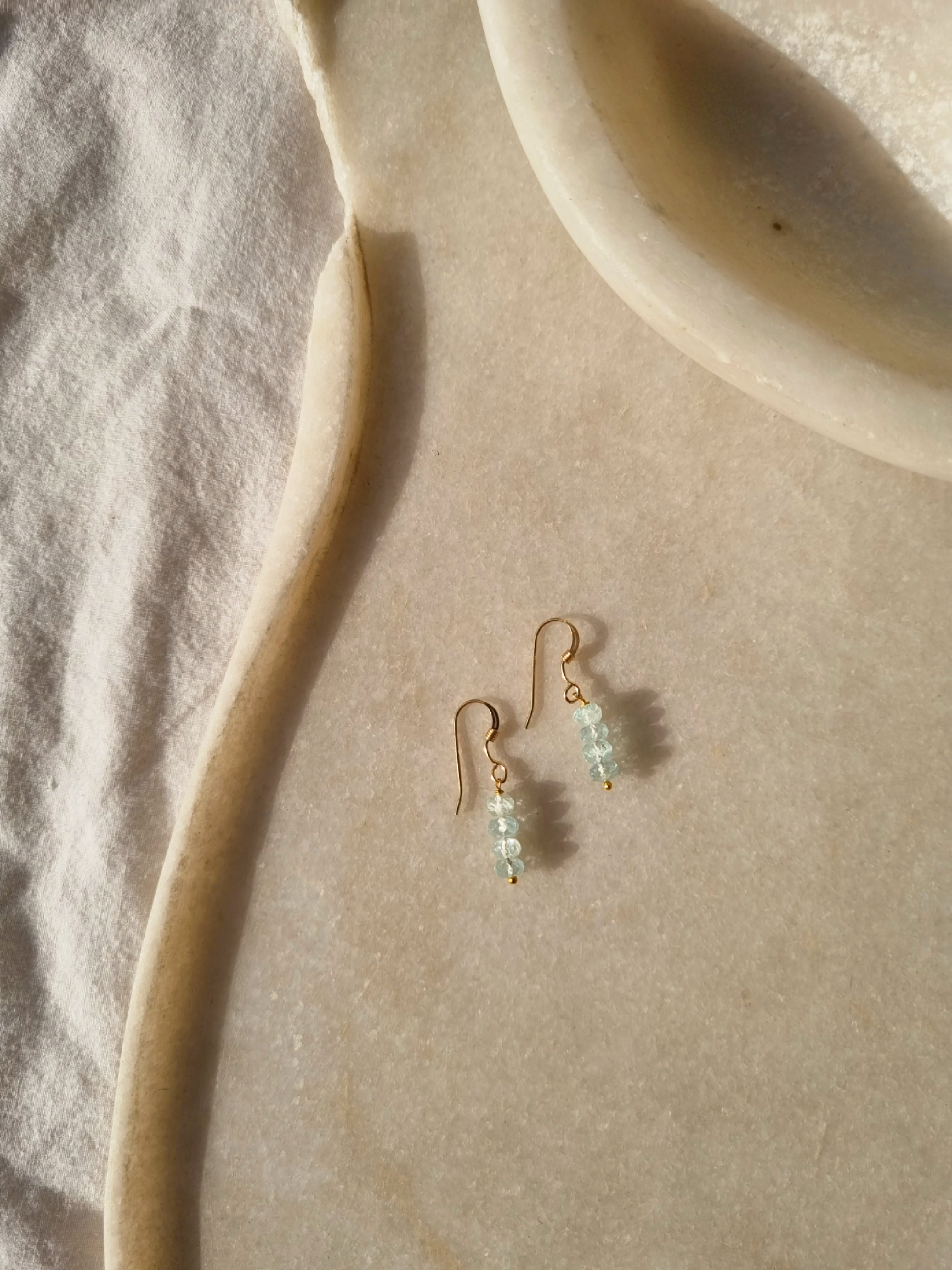 vaki - Aquamarine Baati Drop Earrings