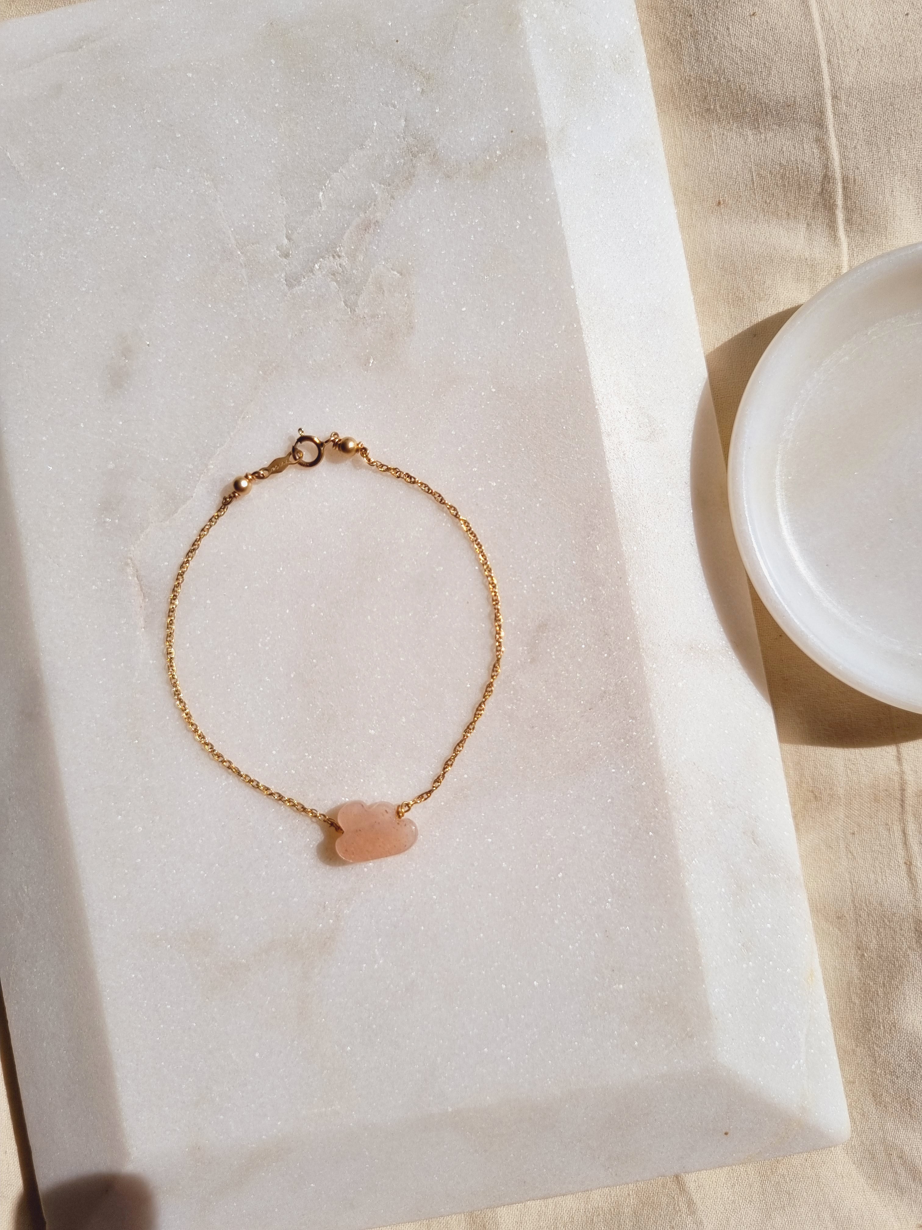 amegh - Peach Moonstone Cloud Bracelet