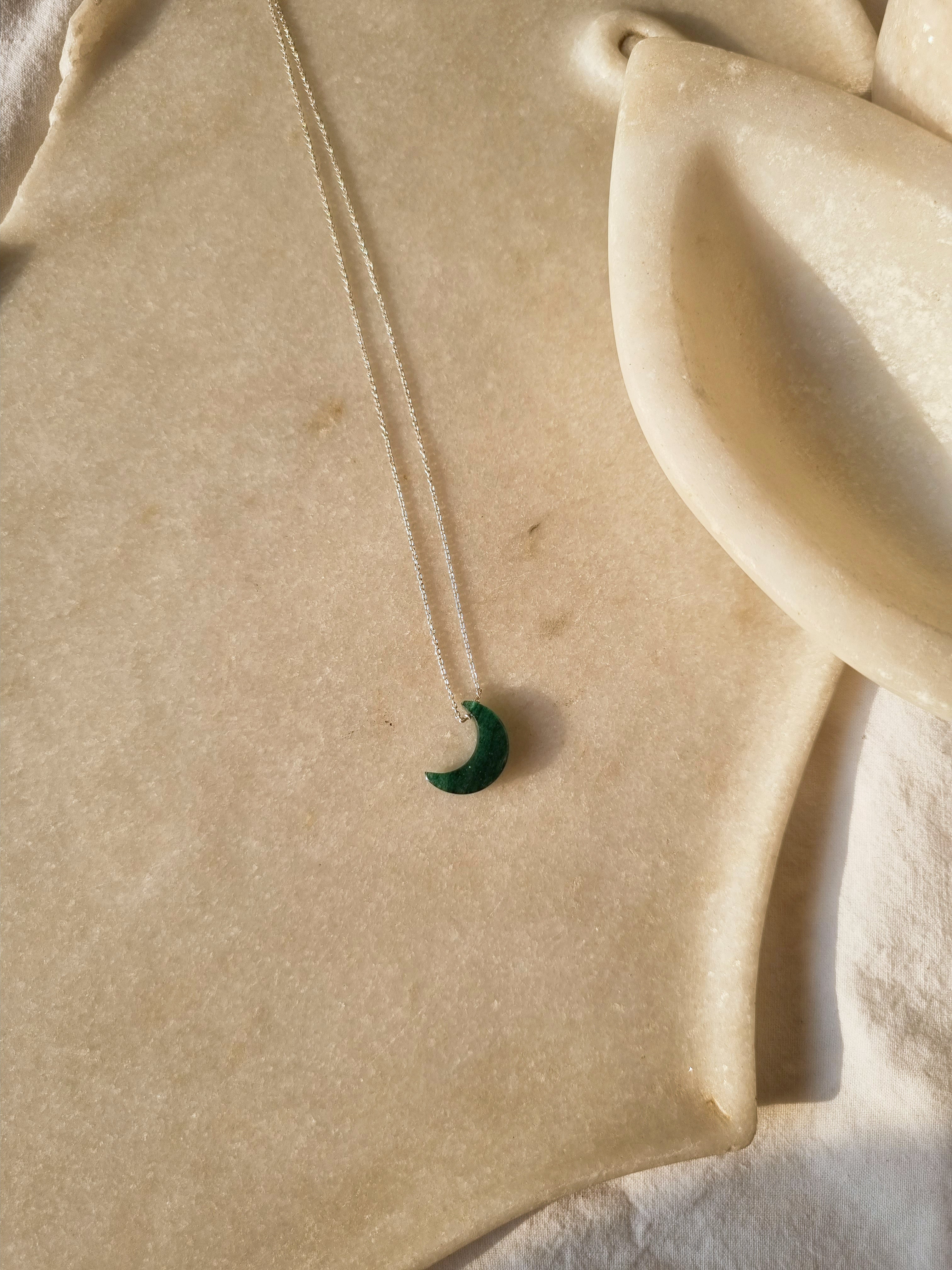 adhva - Green Aventurine Luna Pendant