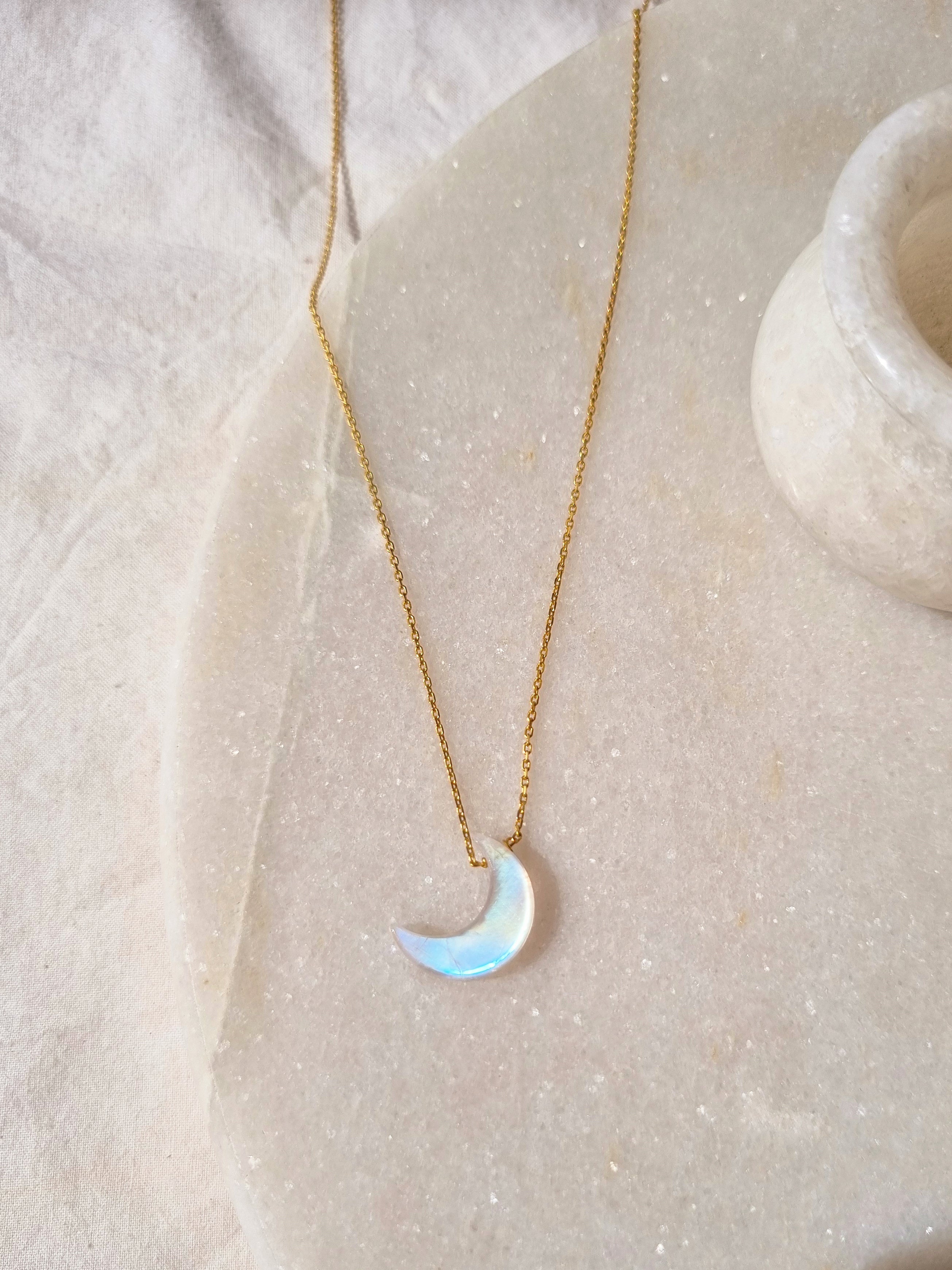 adhva - Rainbow Moonstone Luna Pendant