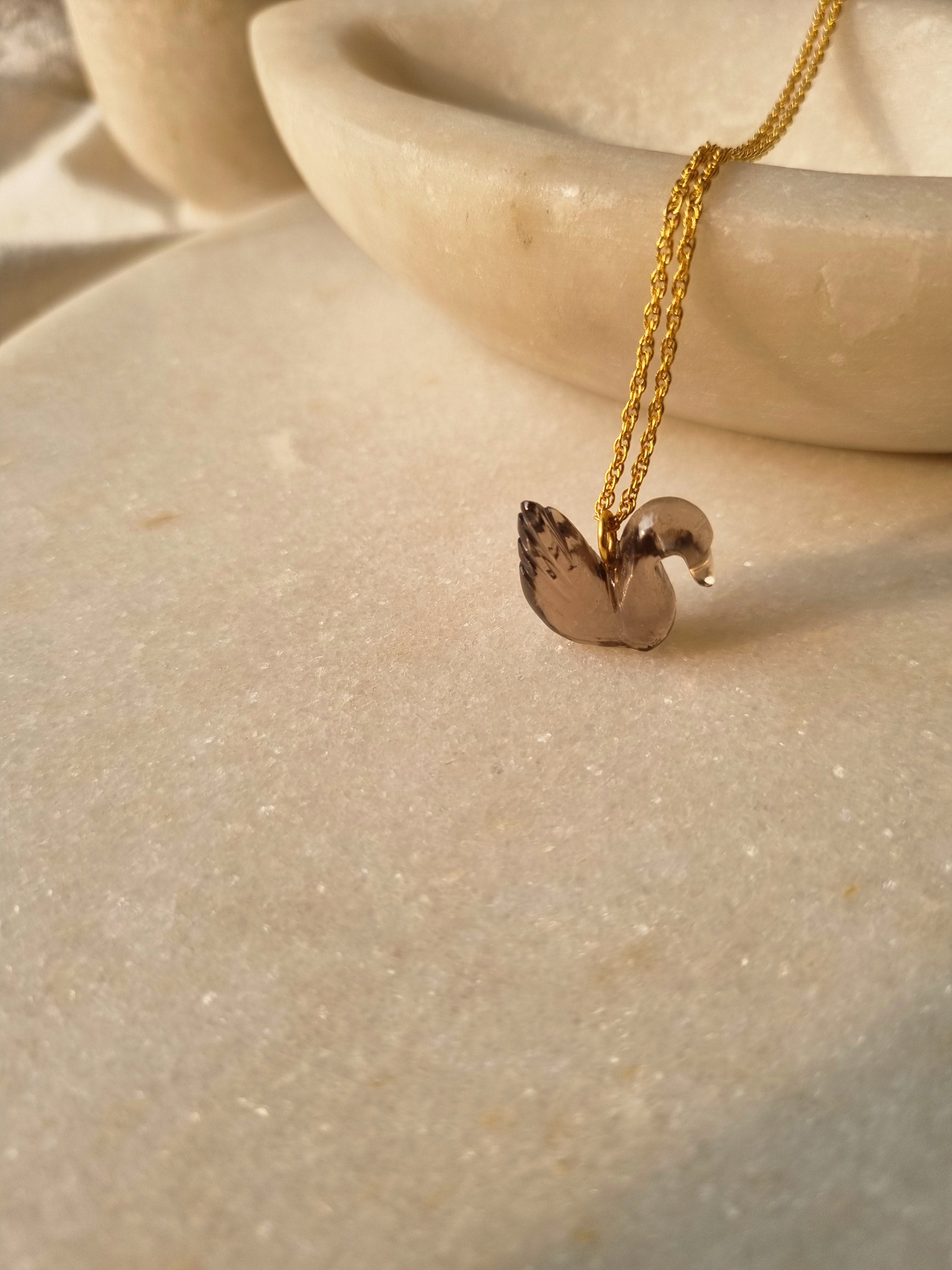 swan - Smoky Quartz Pendant