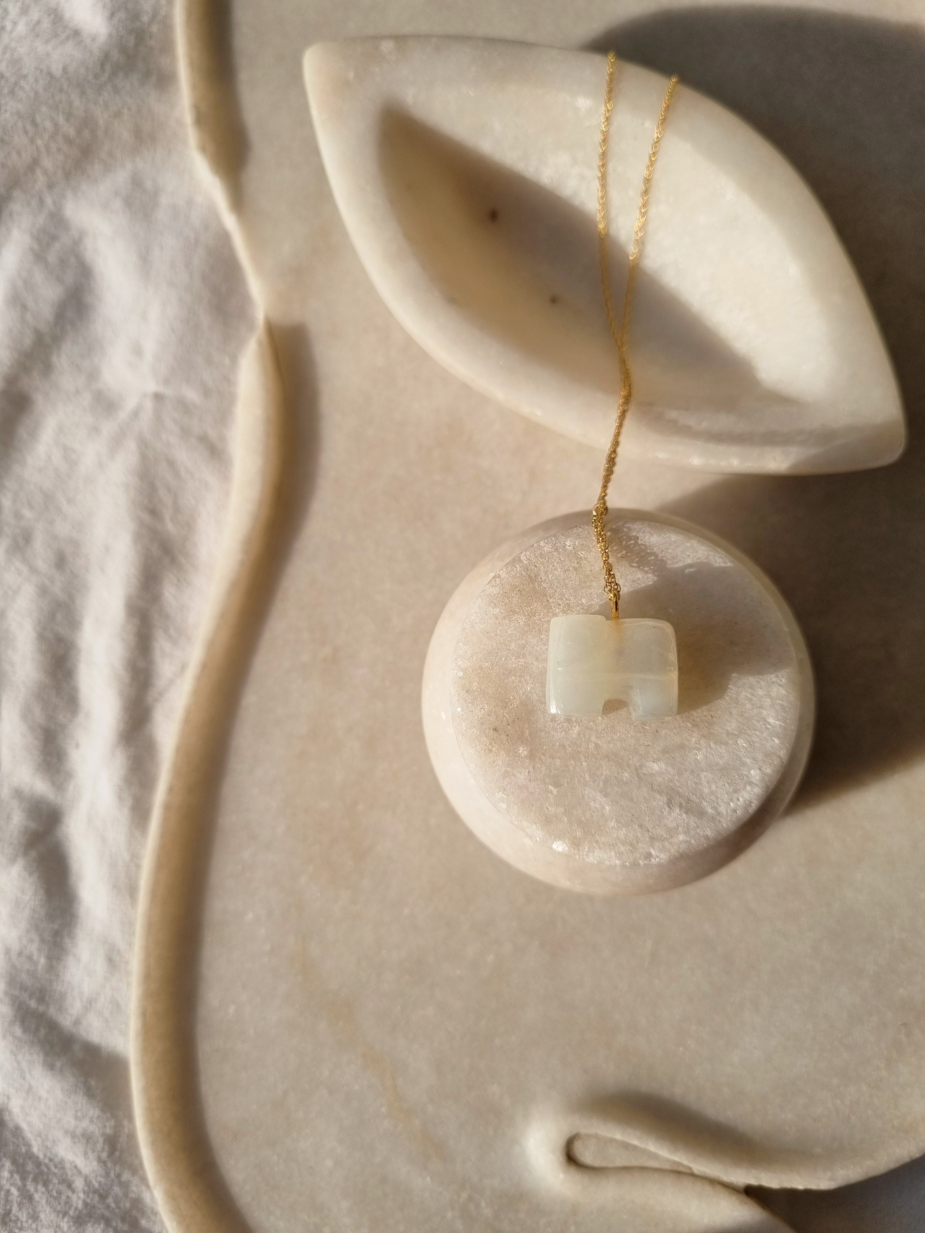 haati - White Moonstone Elephant Pendant