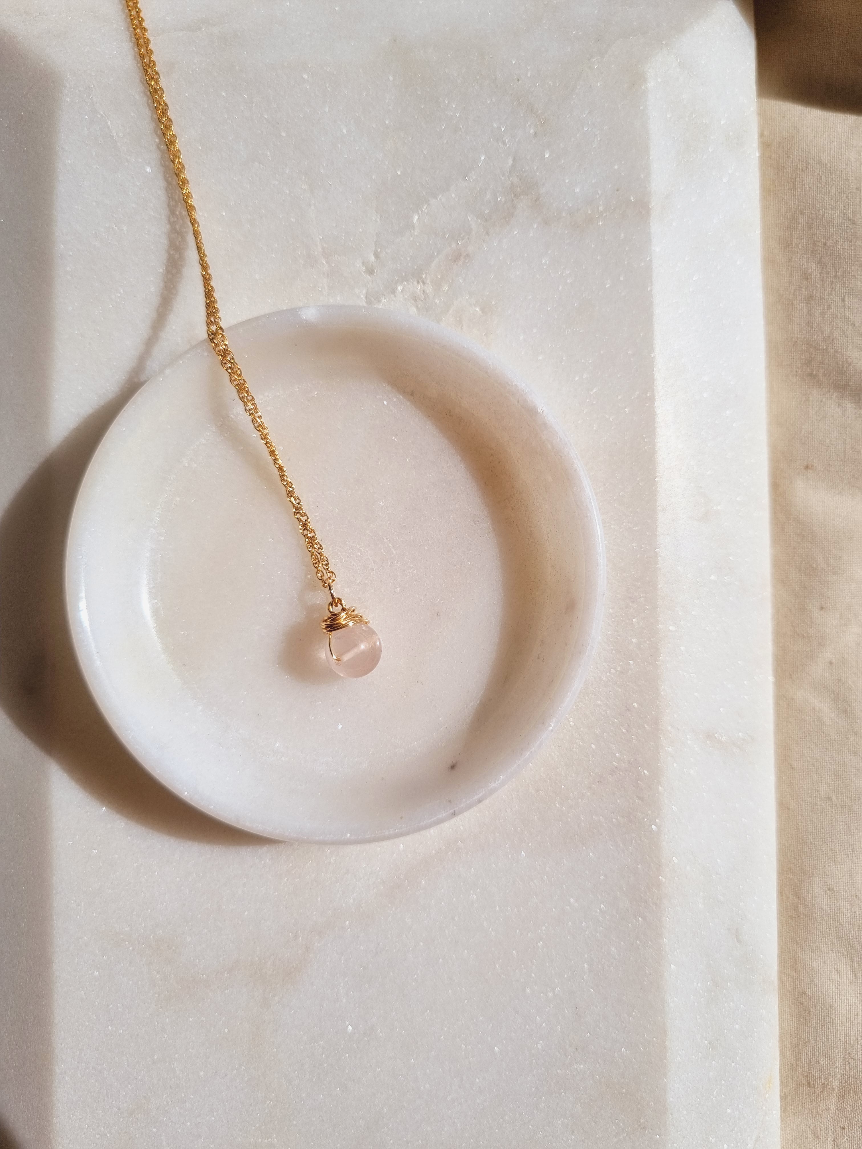 bija - Rose Quartz Round Pendant