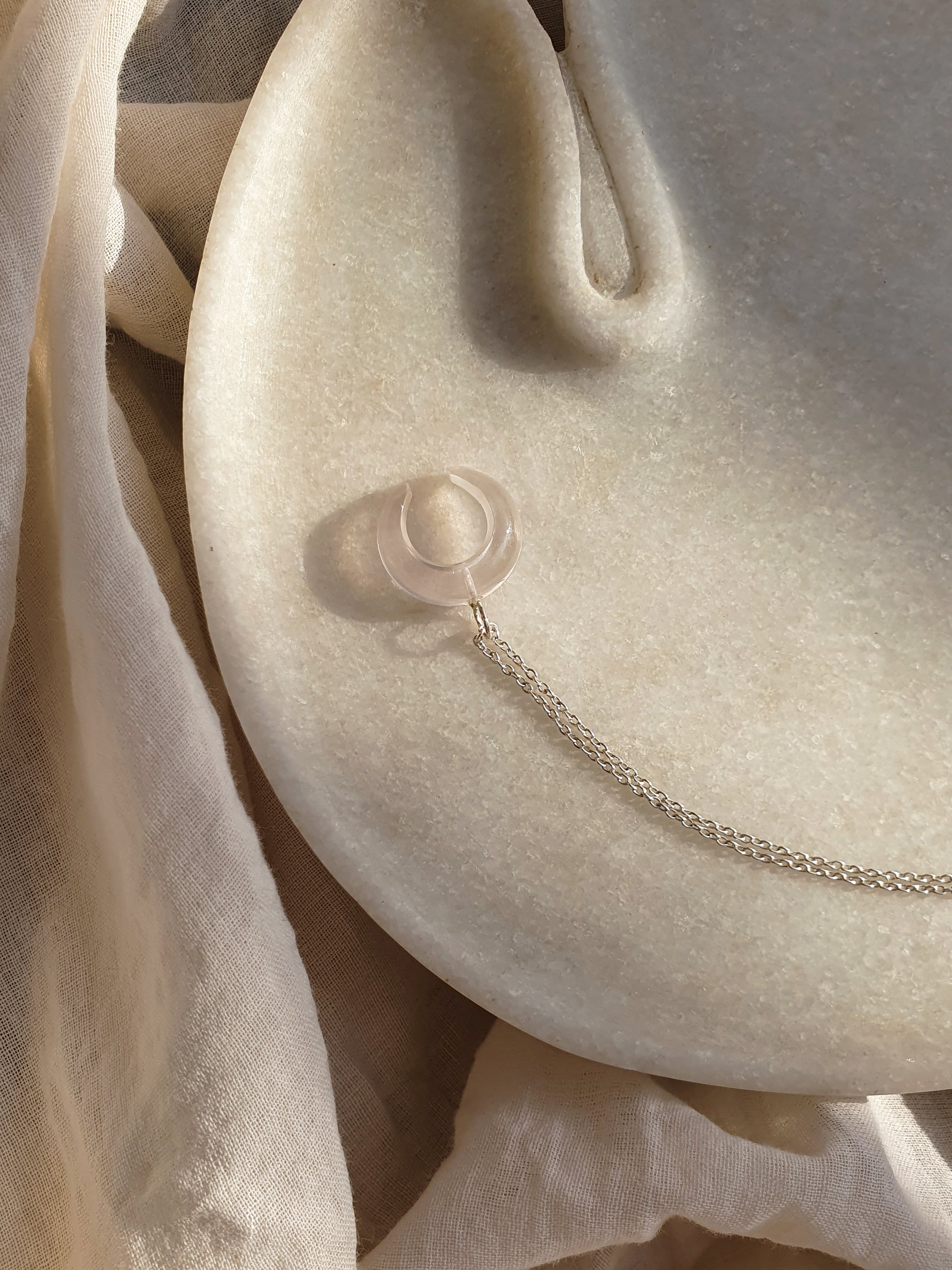 koka - Rose Quartz Crescent Pendant