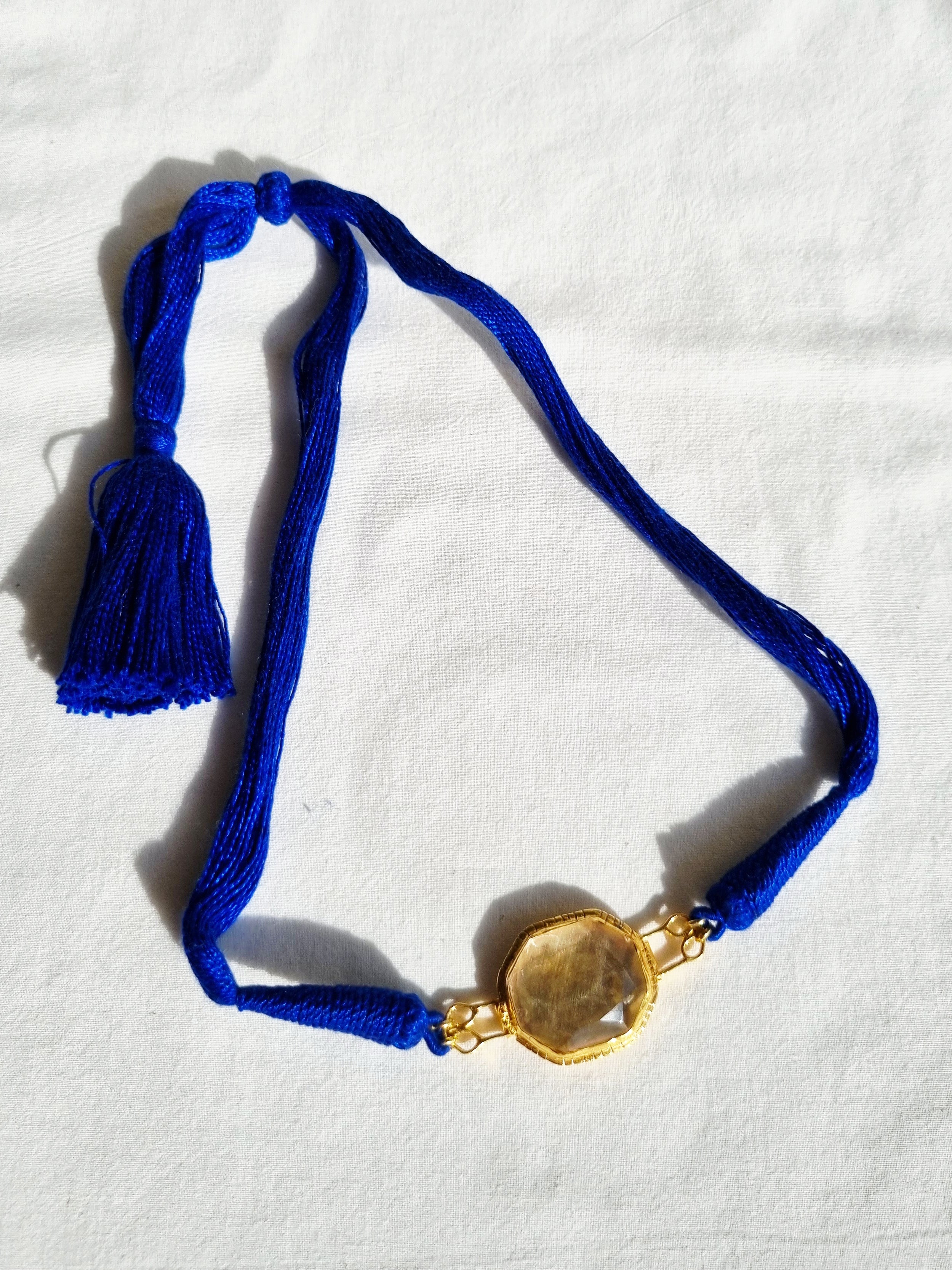 reva - Jasmine's Clear Quartz Choker in Blue