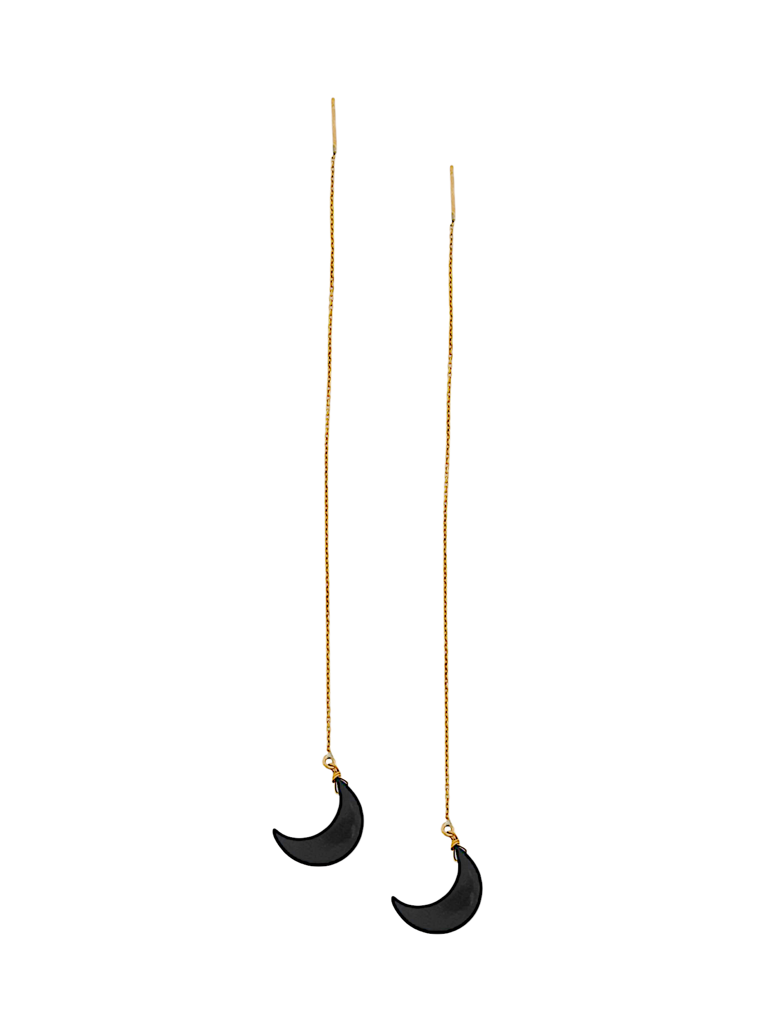 athaya - Black Onyx Luna Threader Earrings