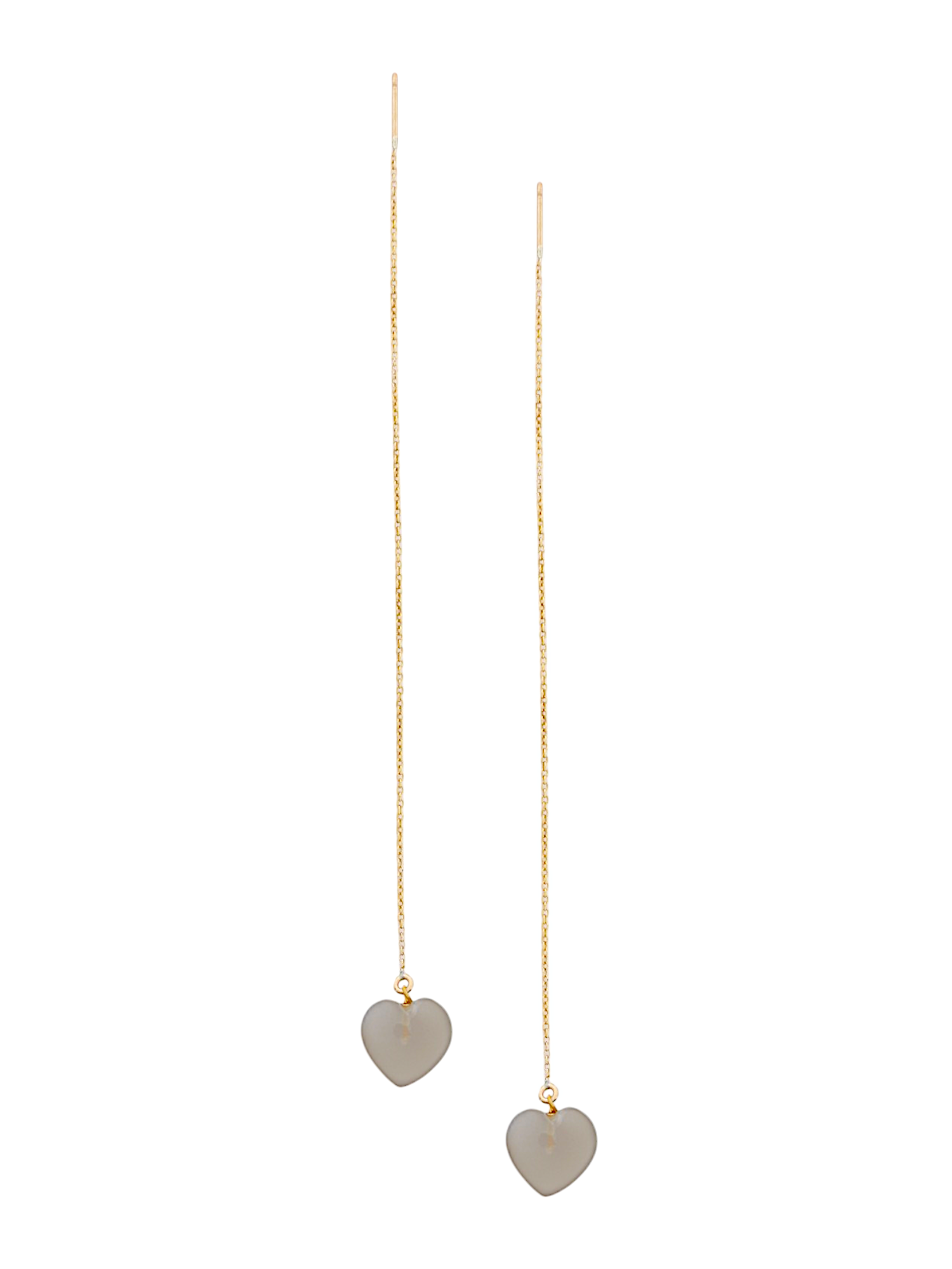 adyati - Grey Moonstone Heart Threader Earrings