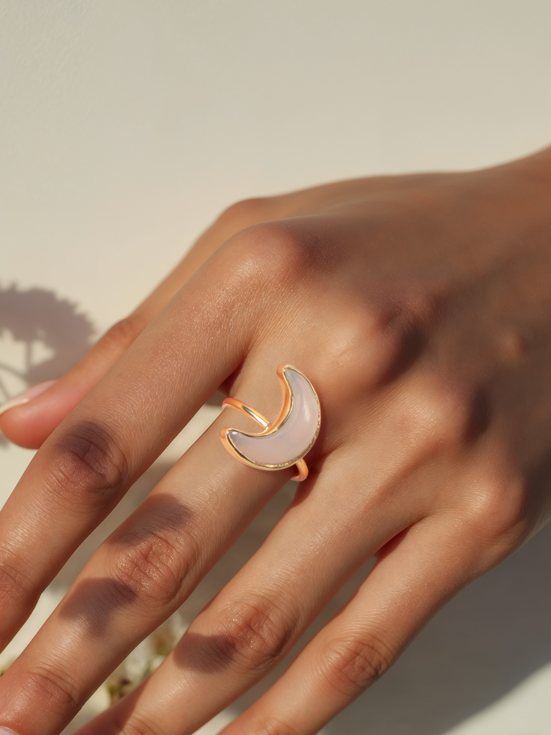 chandra - White Moonstone Luna Ring