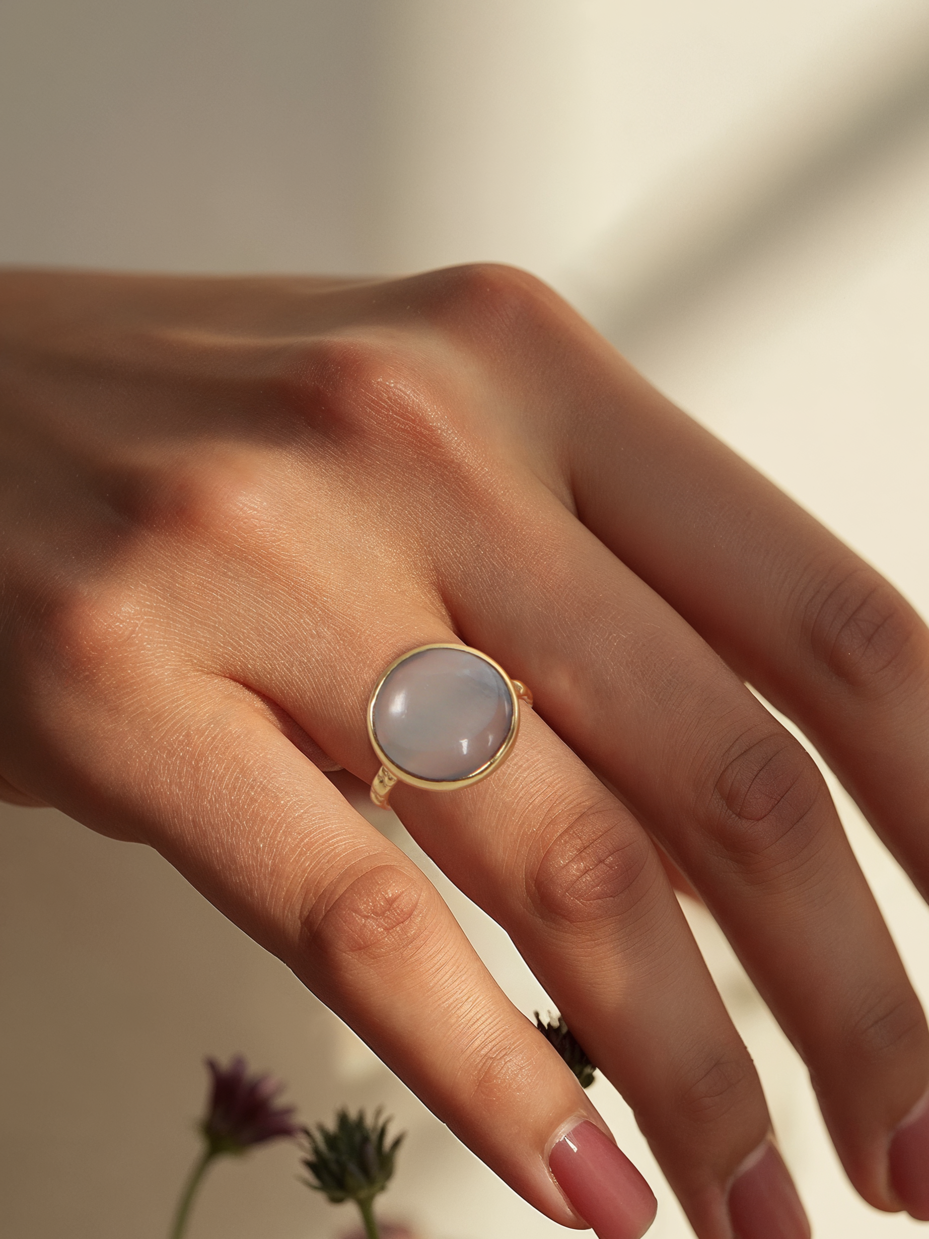 surya - White Moonstone Sun Ring