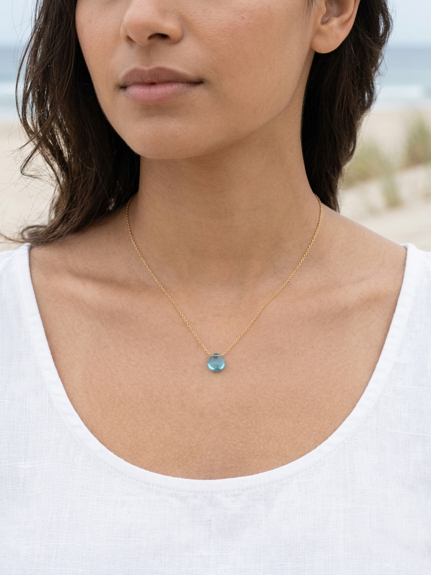 sete - Apatite Heart Shaped Drop Pendant