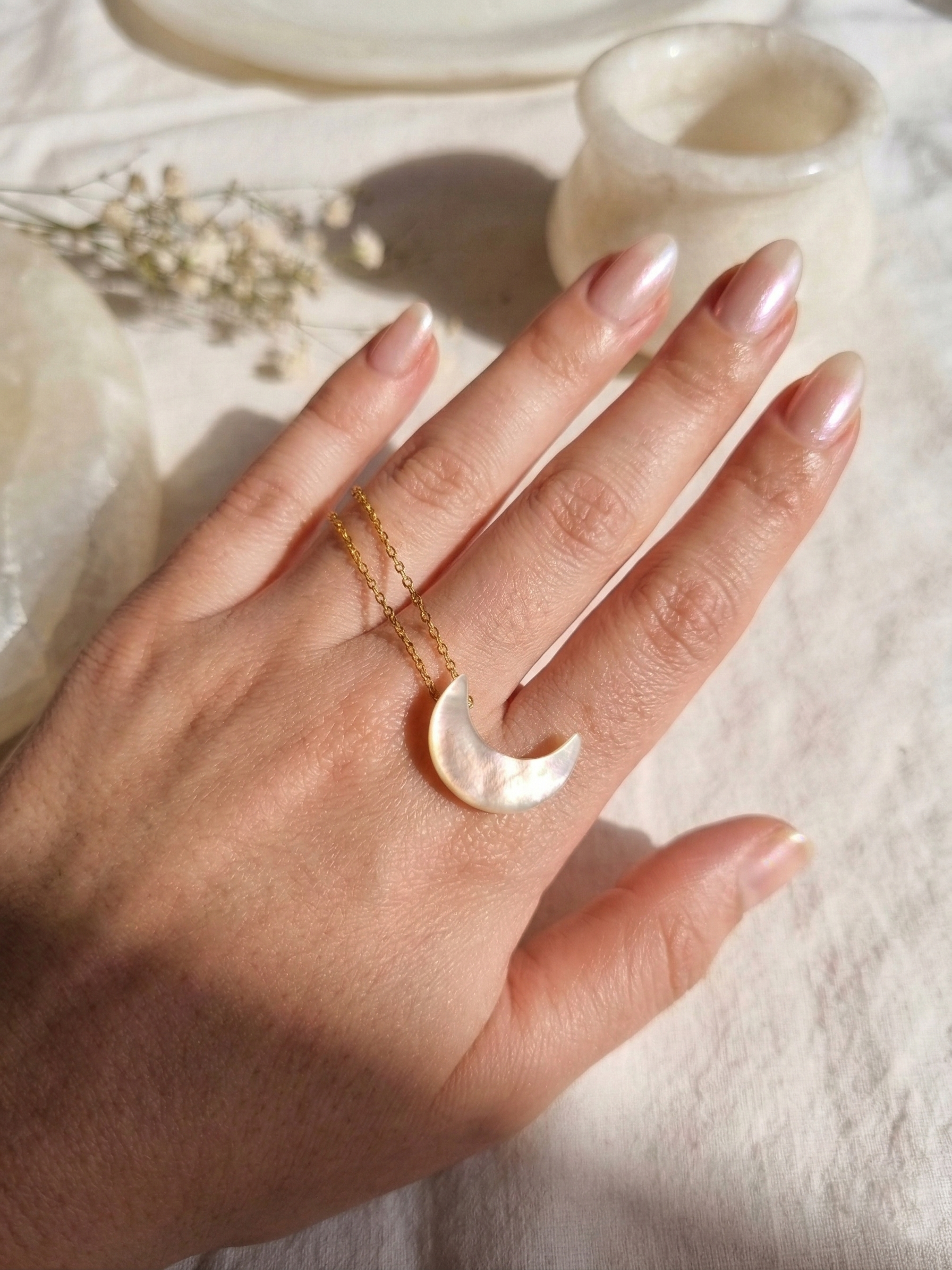 adhva - Mother of Pearl Luna Pendant