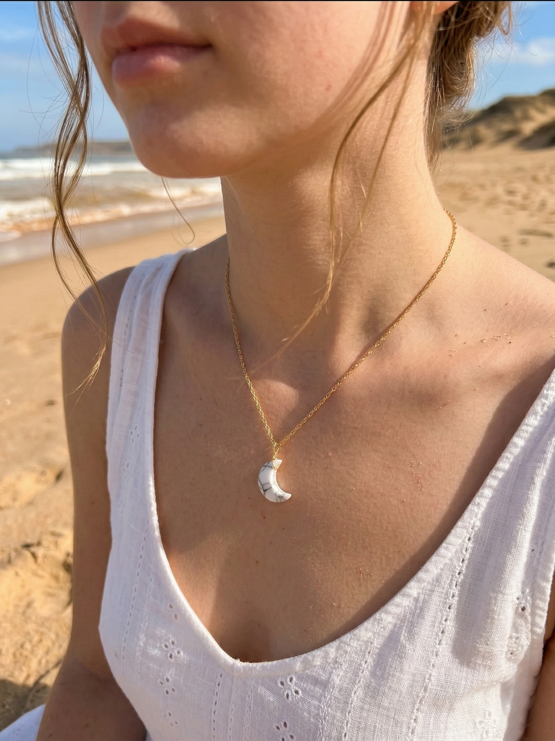 adhva - Howlite Luna Pendant