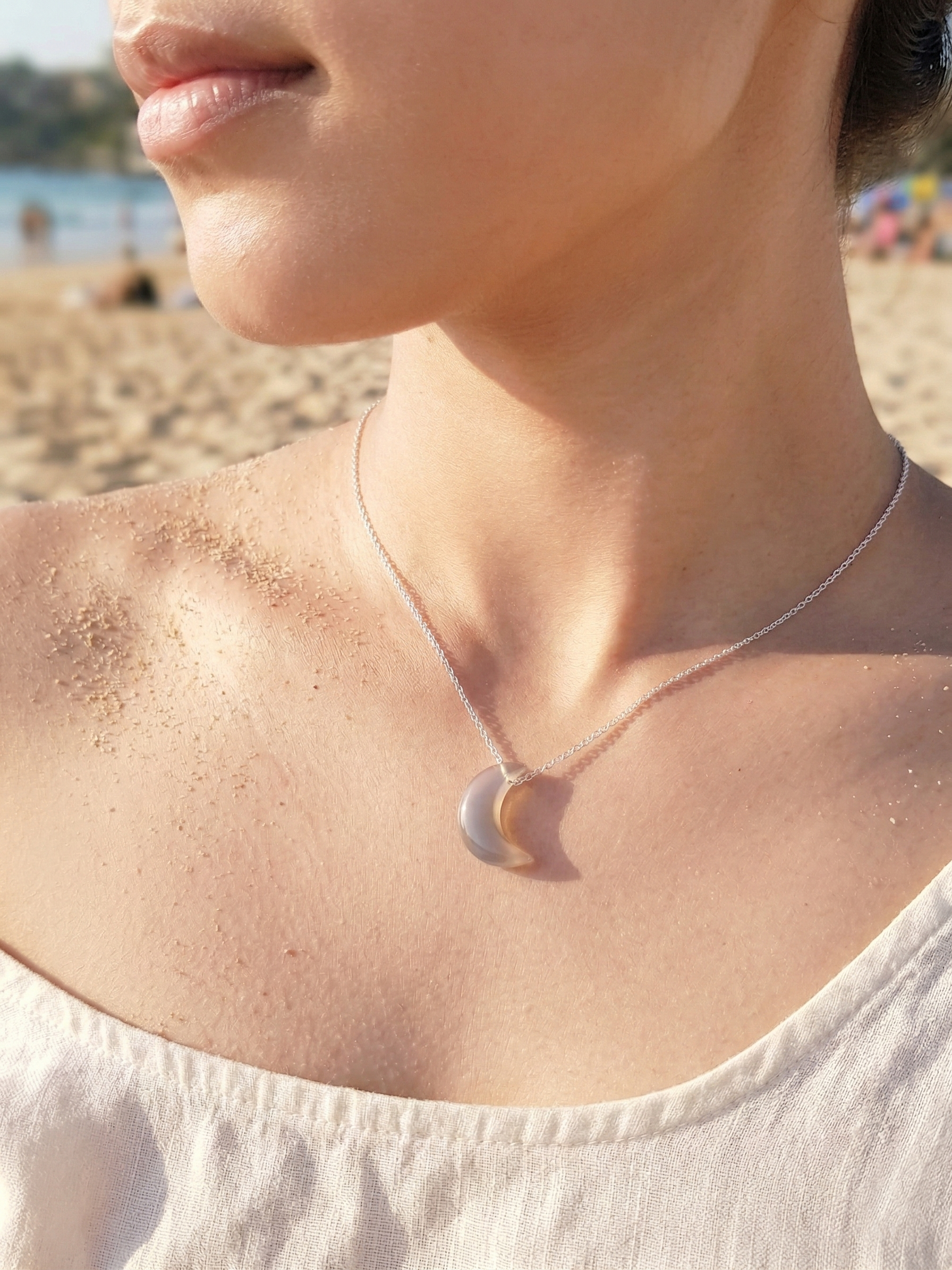 adhva - Grey Moonstone Luna Pendant