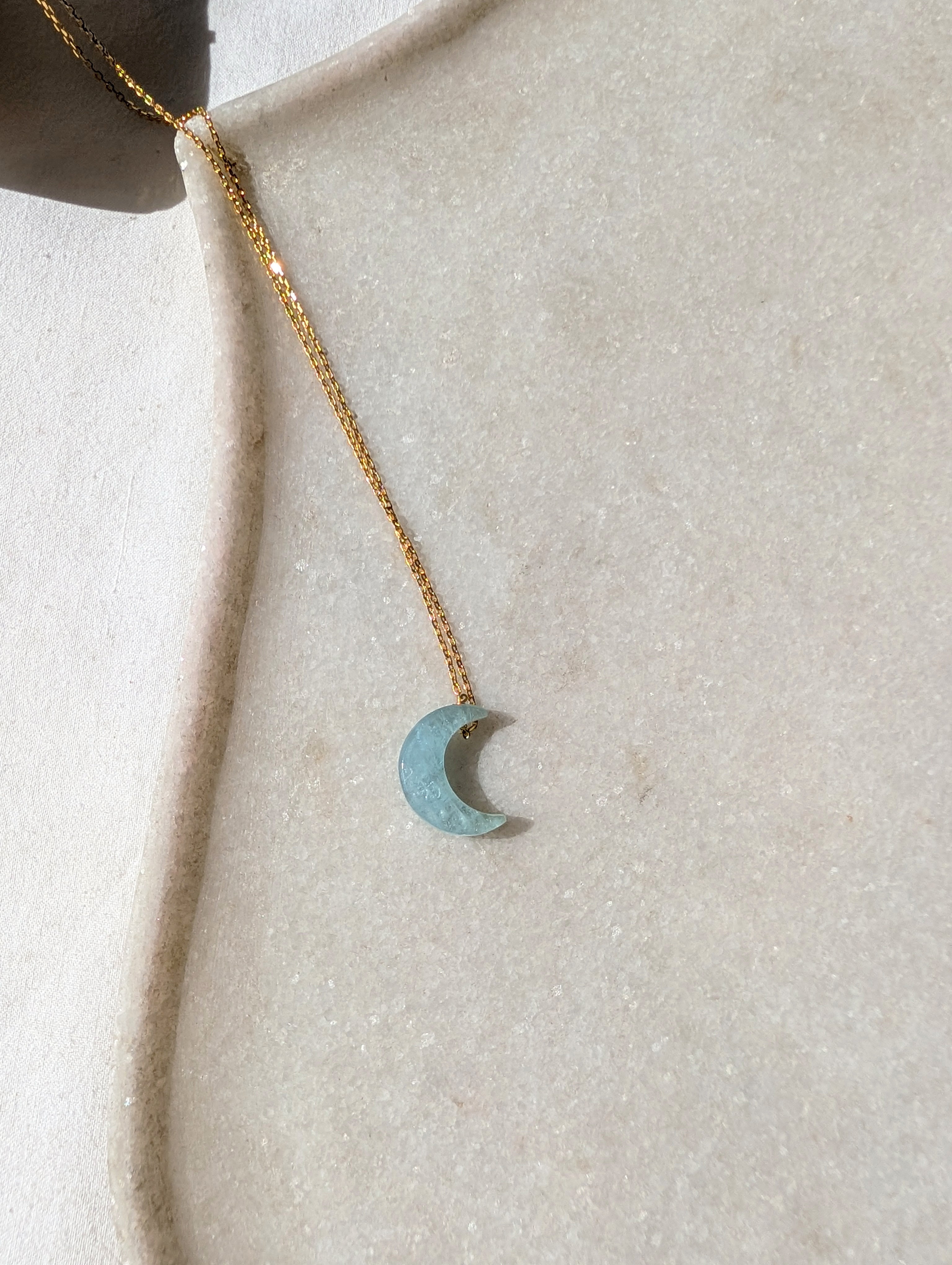 adhva - Aquamarine Luna Pendant