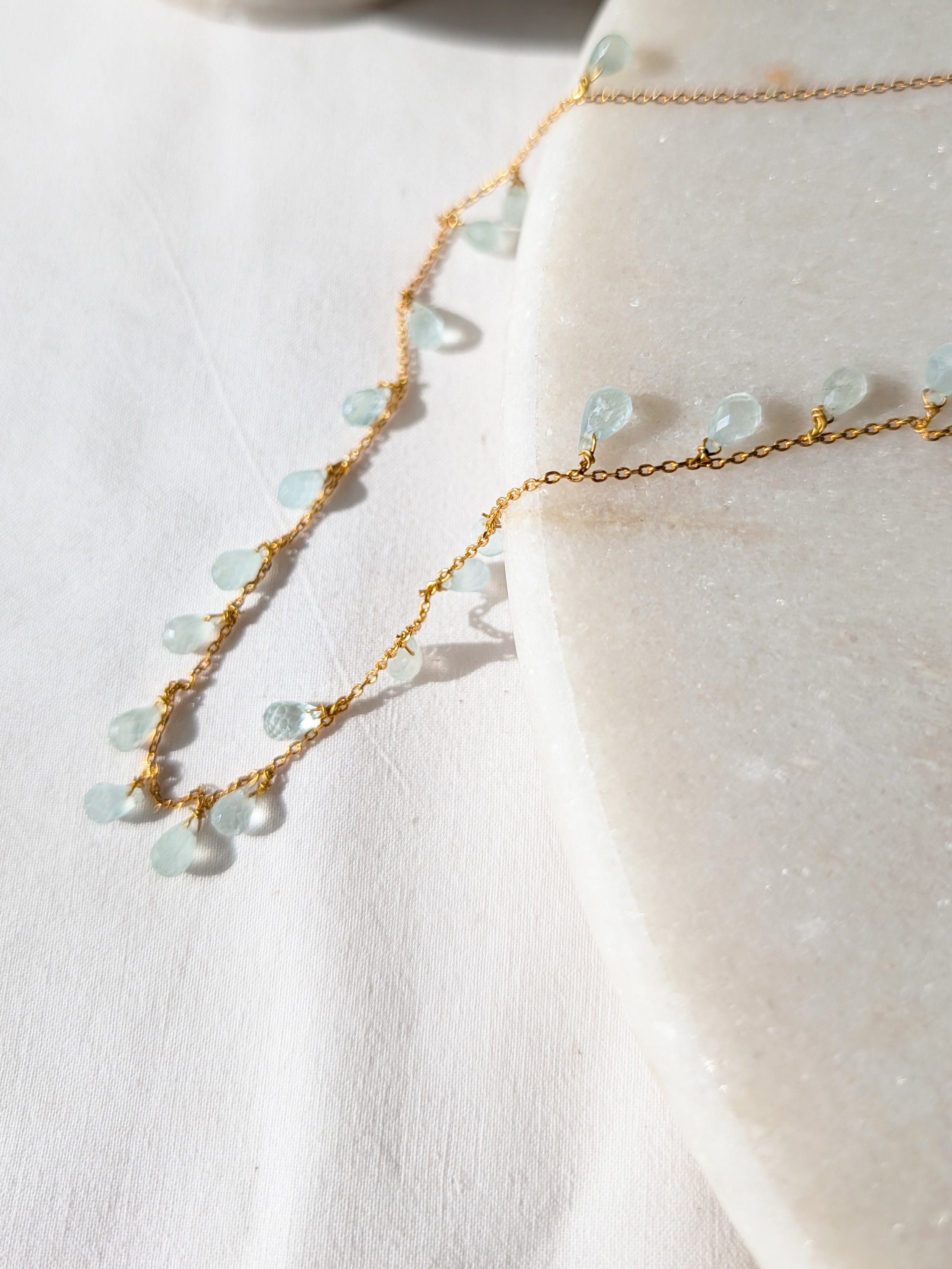 visna - Aquamarine Tear shaped Drop Choker