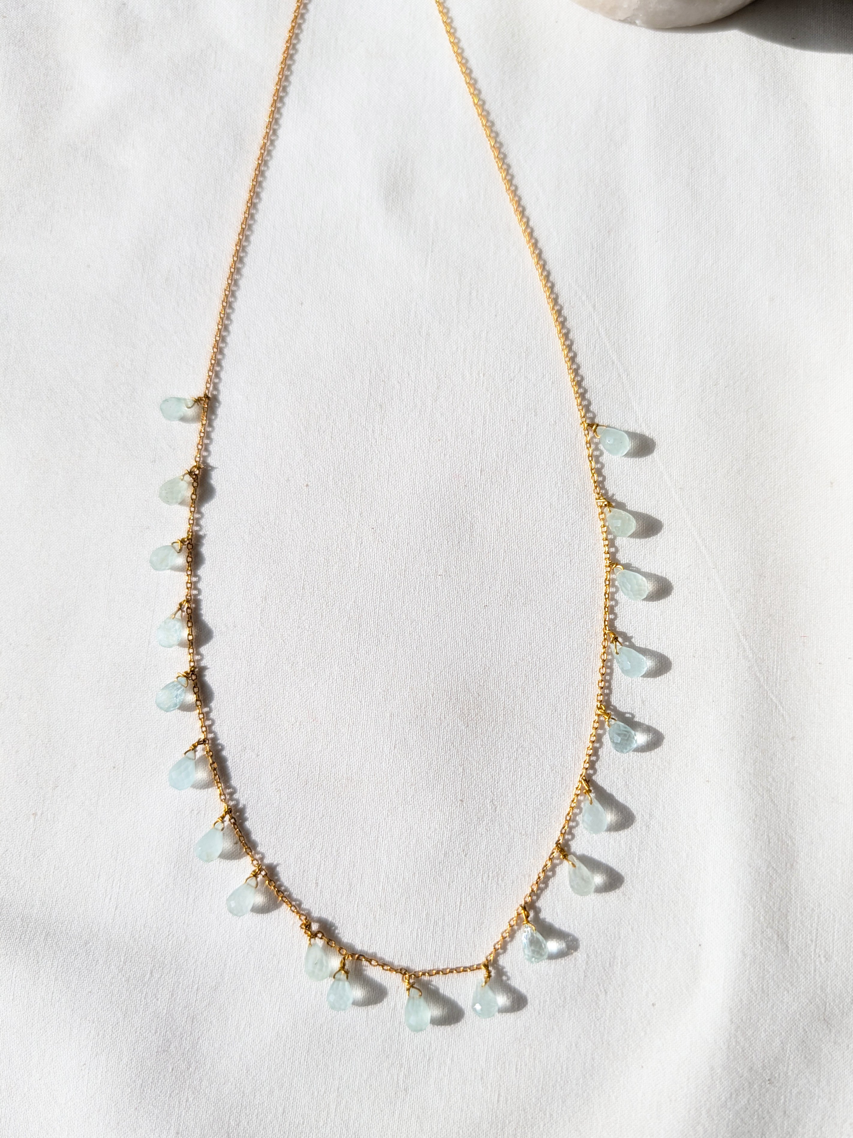 visna - Aquamarine Tear shaped Drop Choker