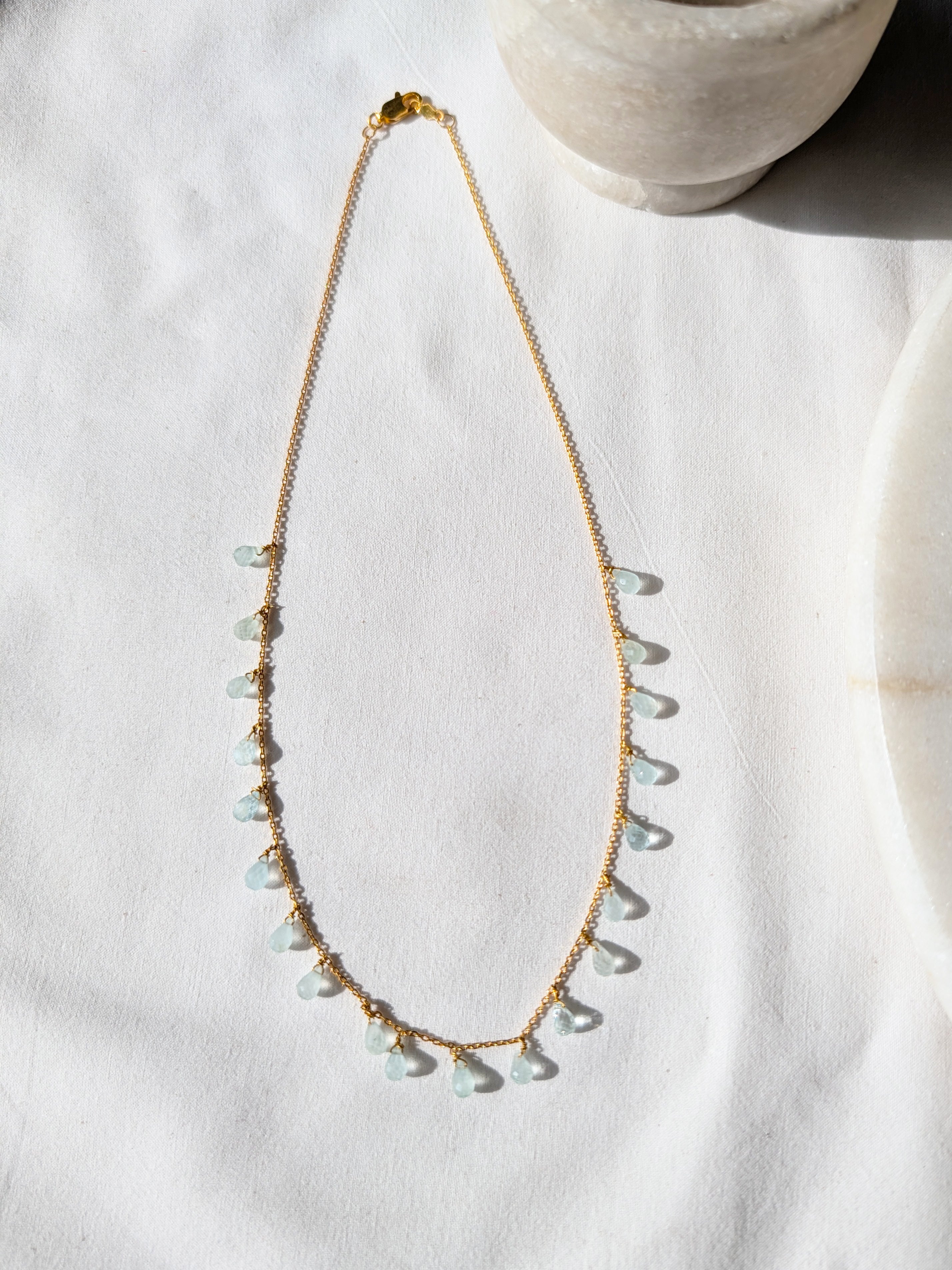 visna - Aquamarine Tear shaped Drop Choker