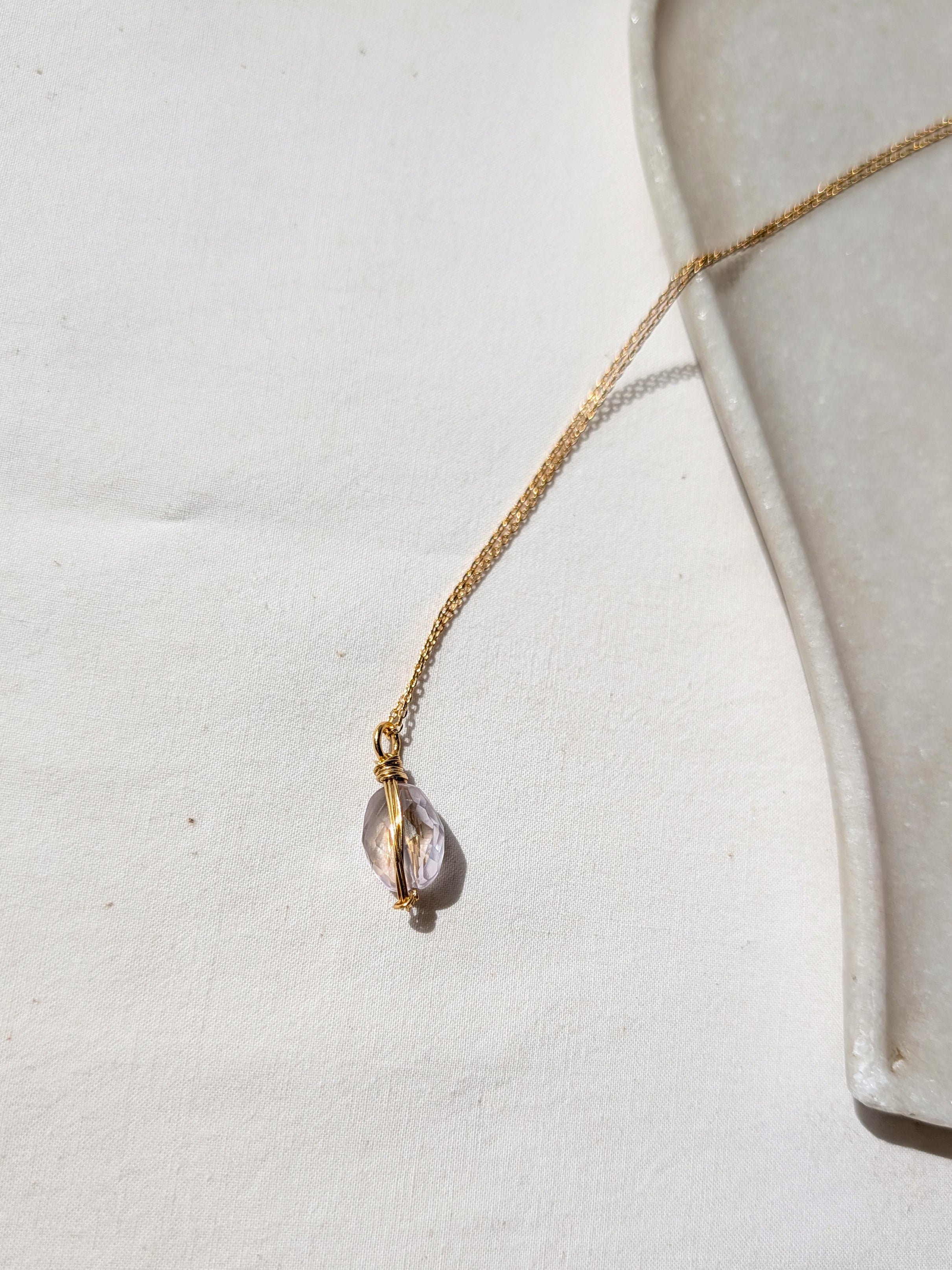 aurah - Pink Amethyst Wire Wrap Pendant