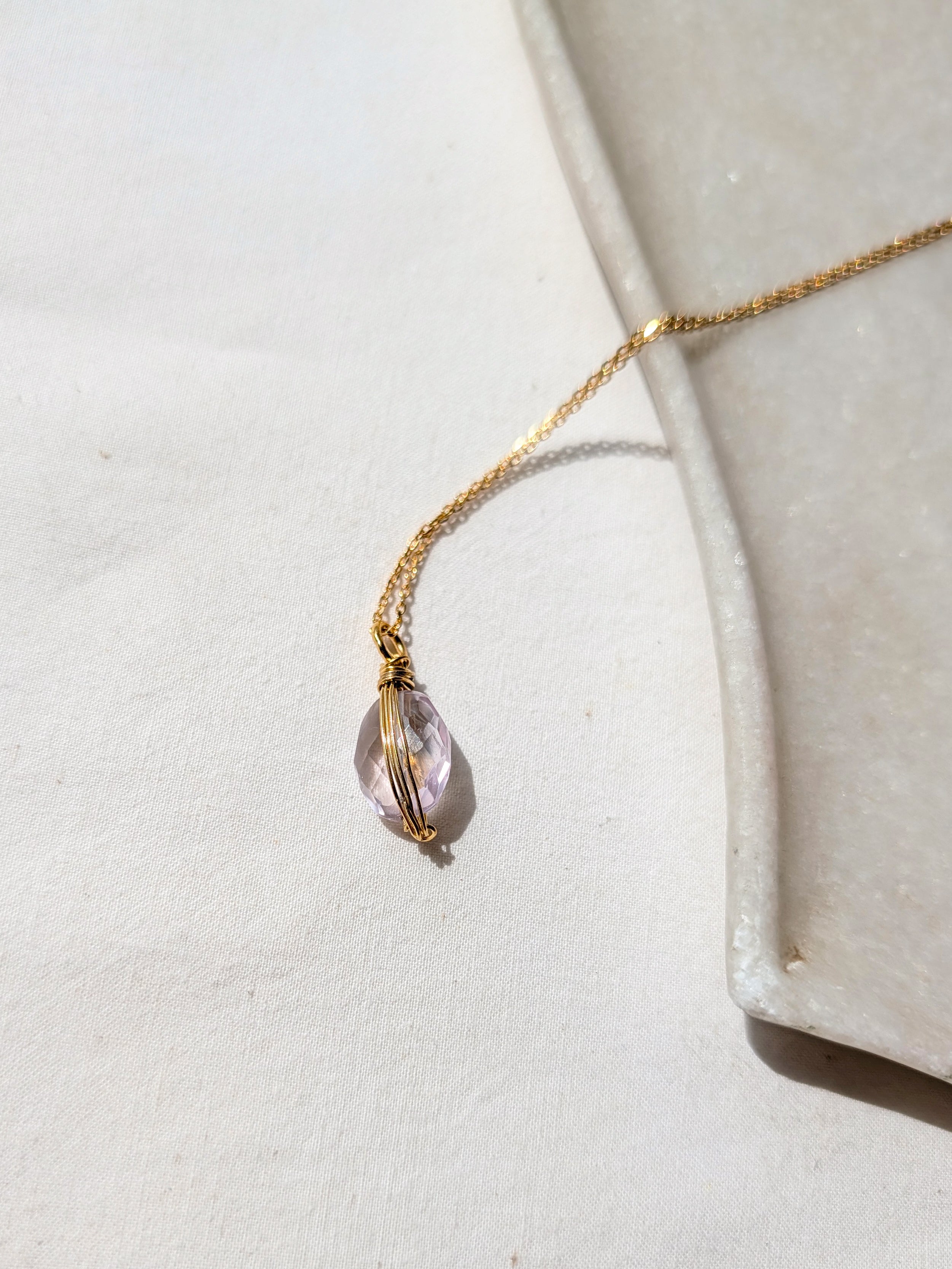 aurah - Pink Amethyst Wire Wrap Pendant