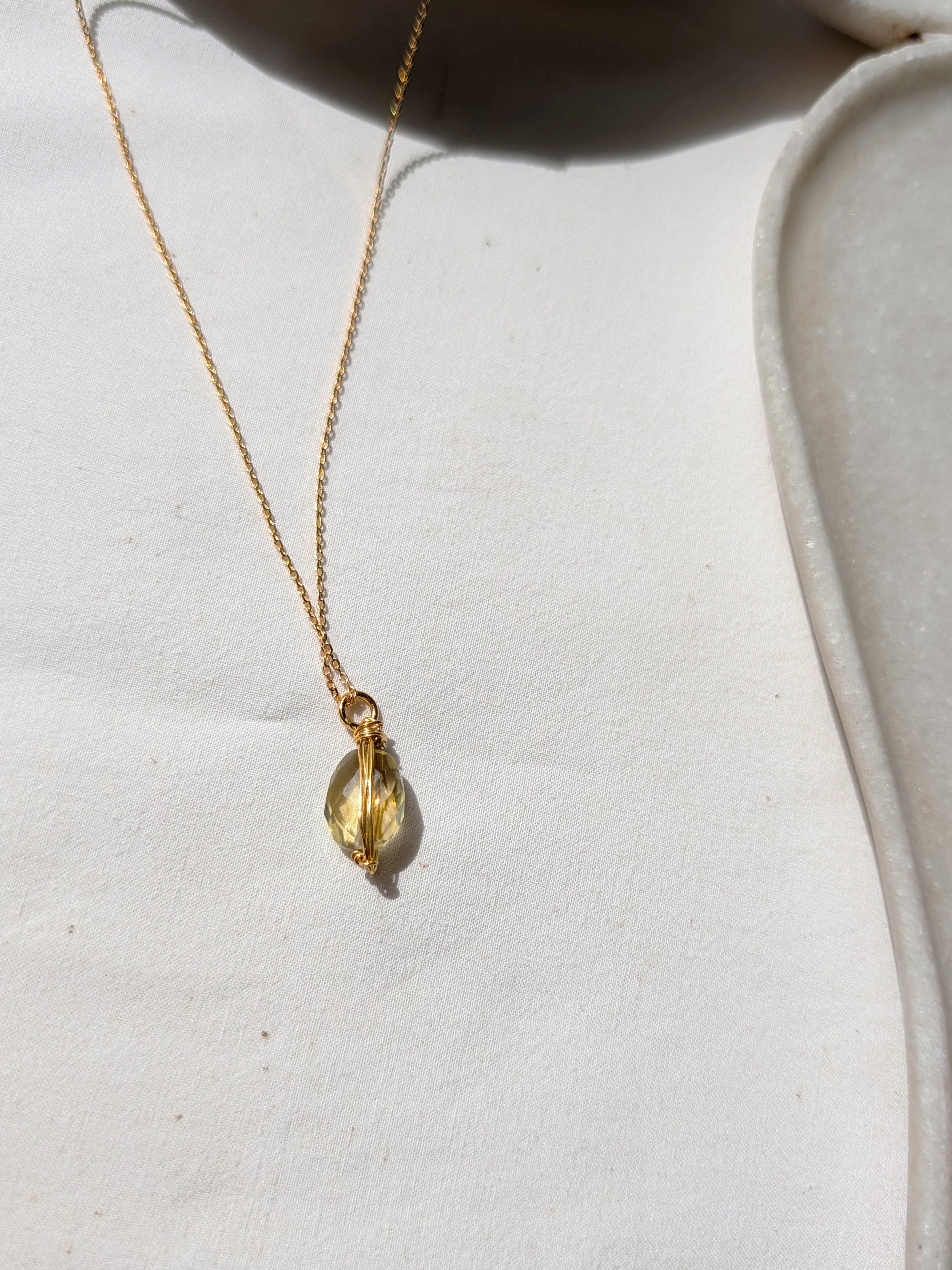 aurah - Lemon Quartz Wire Wrap Pendant
