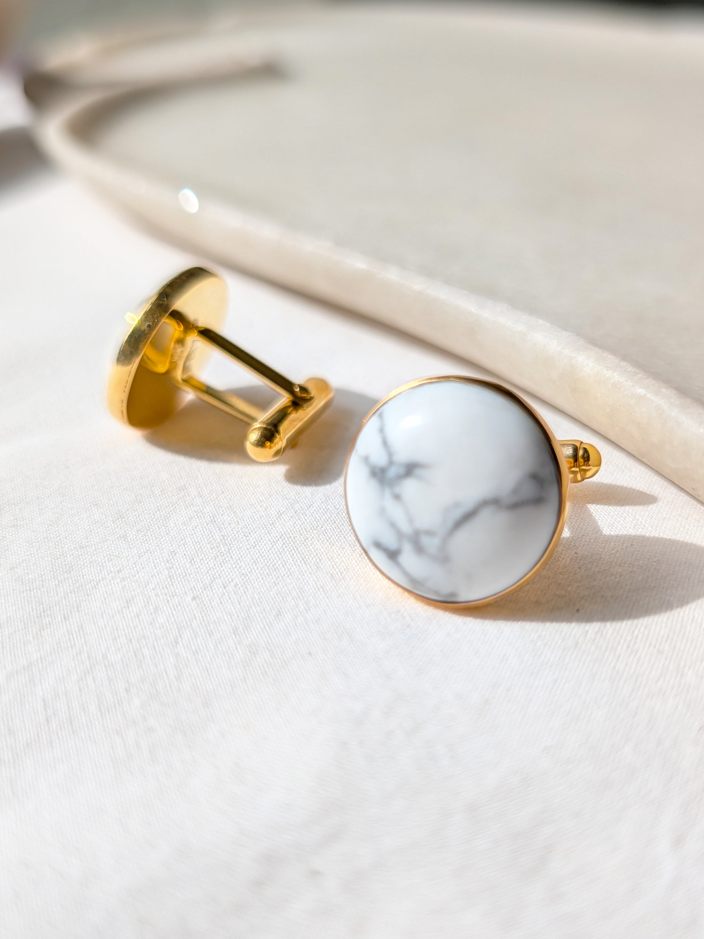 suryaa - Howlite Sun Cufflinks