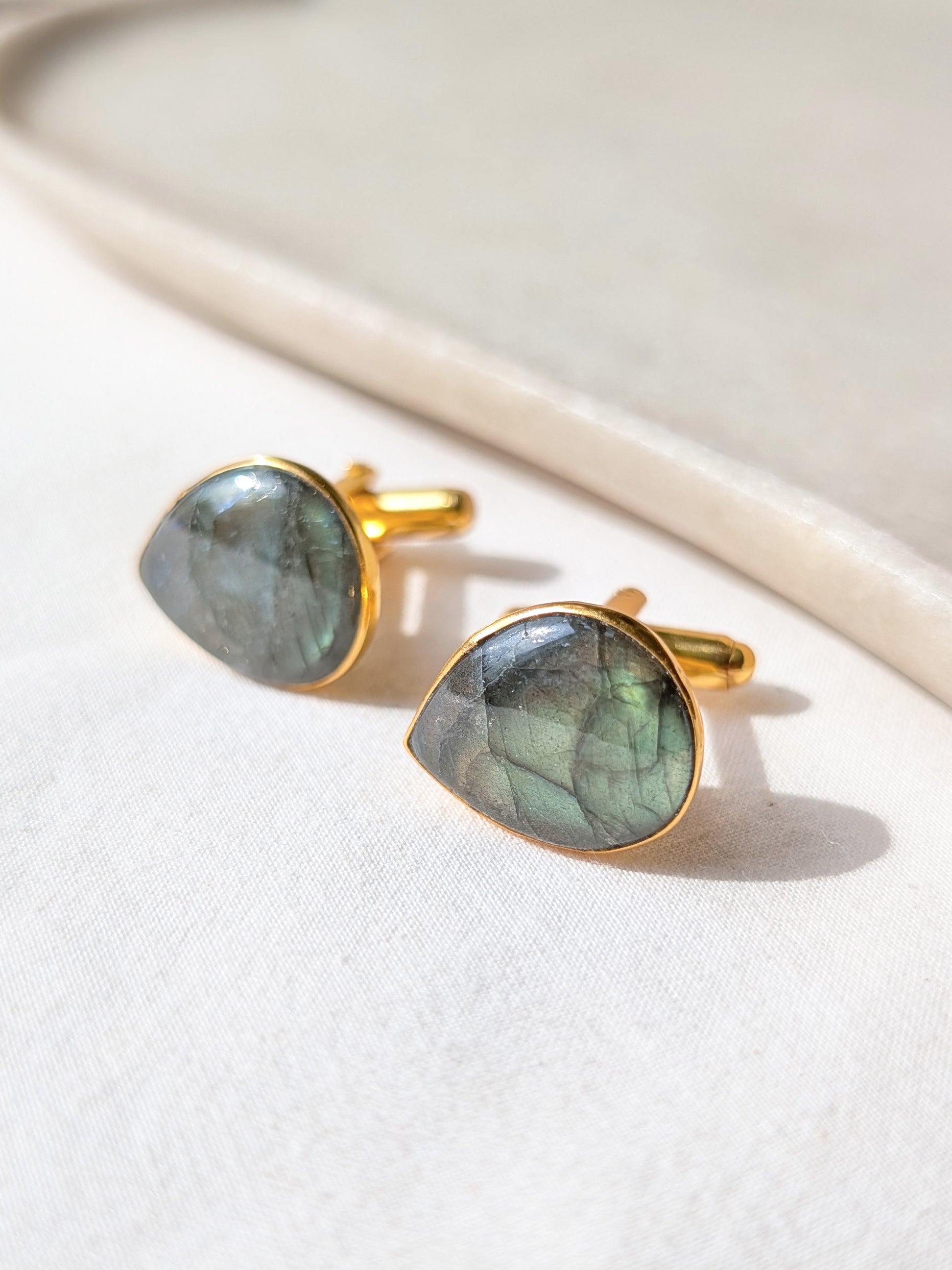 iyat - Labradorite Almond Drop Cufflinks