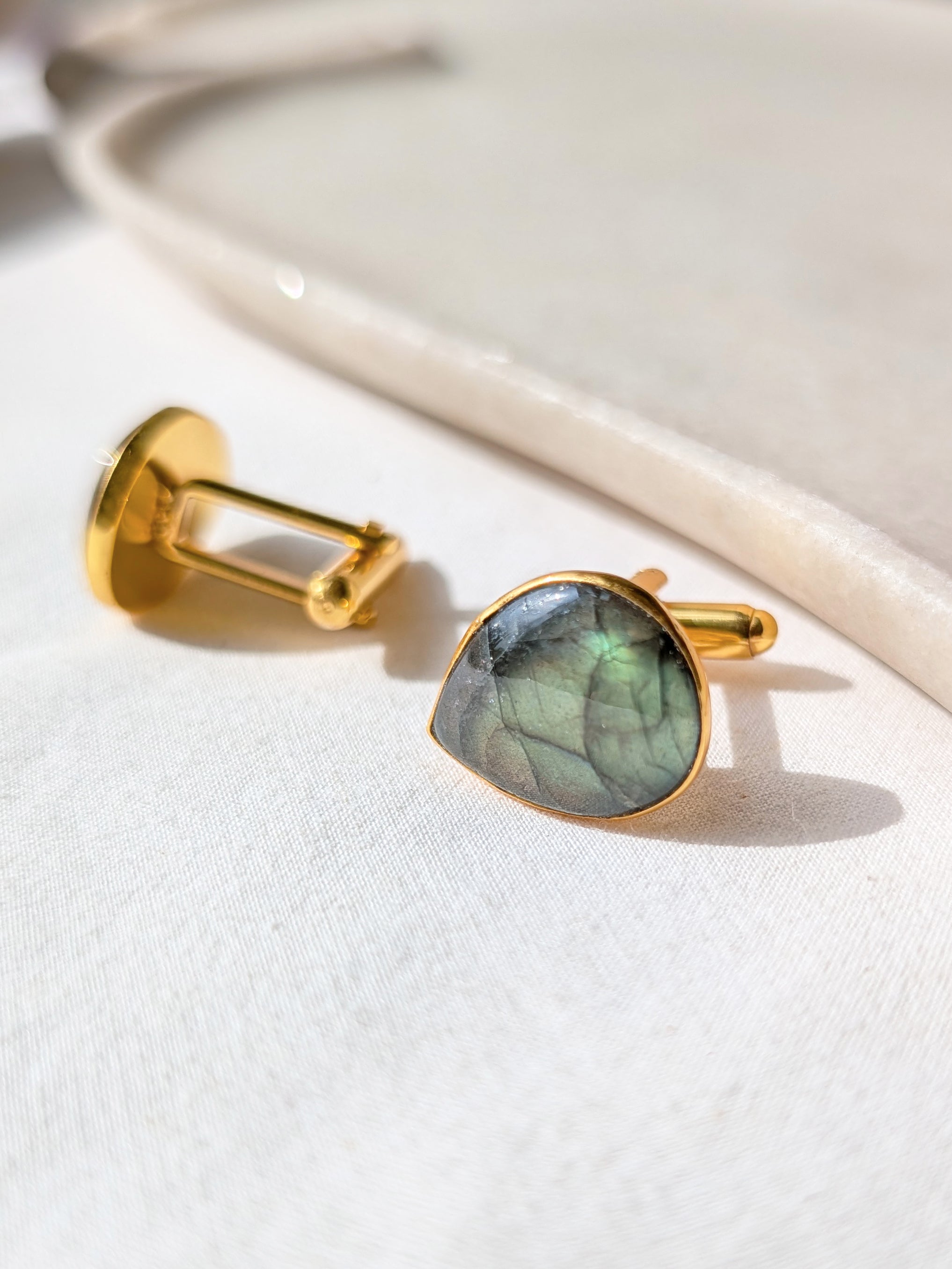 iyat - Labradorite Almond Drop Cufflinks
