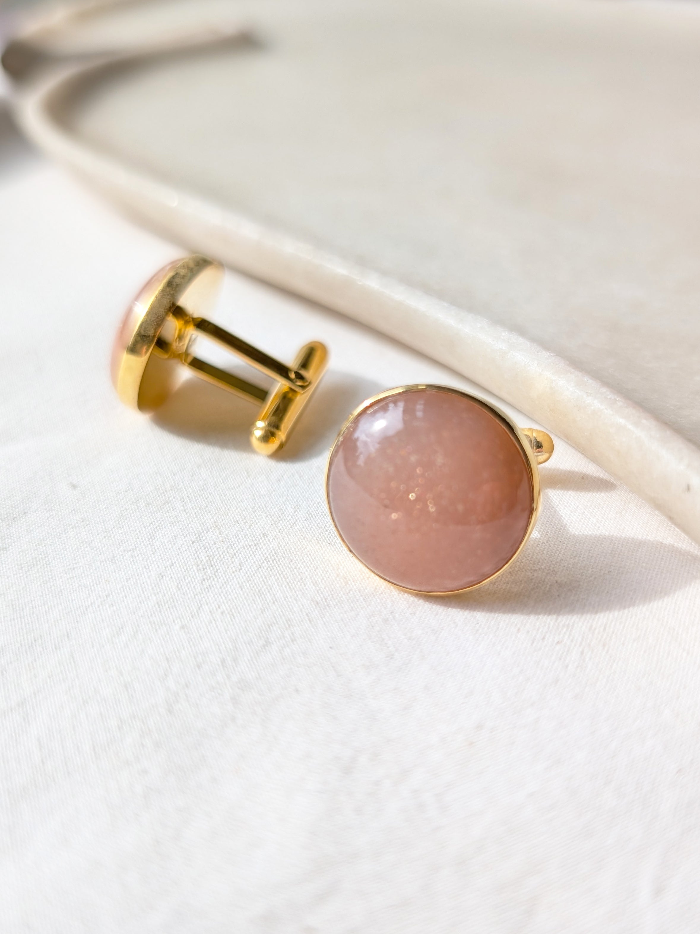 suryaa - Peach Moonstone Sun Cufflinks