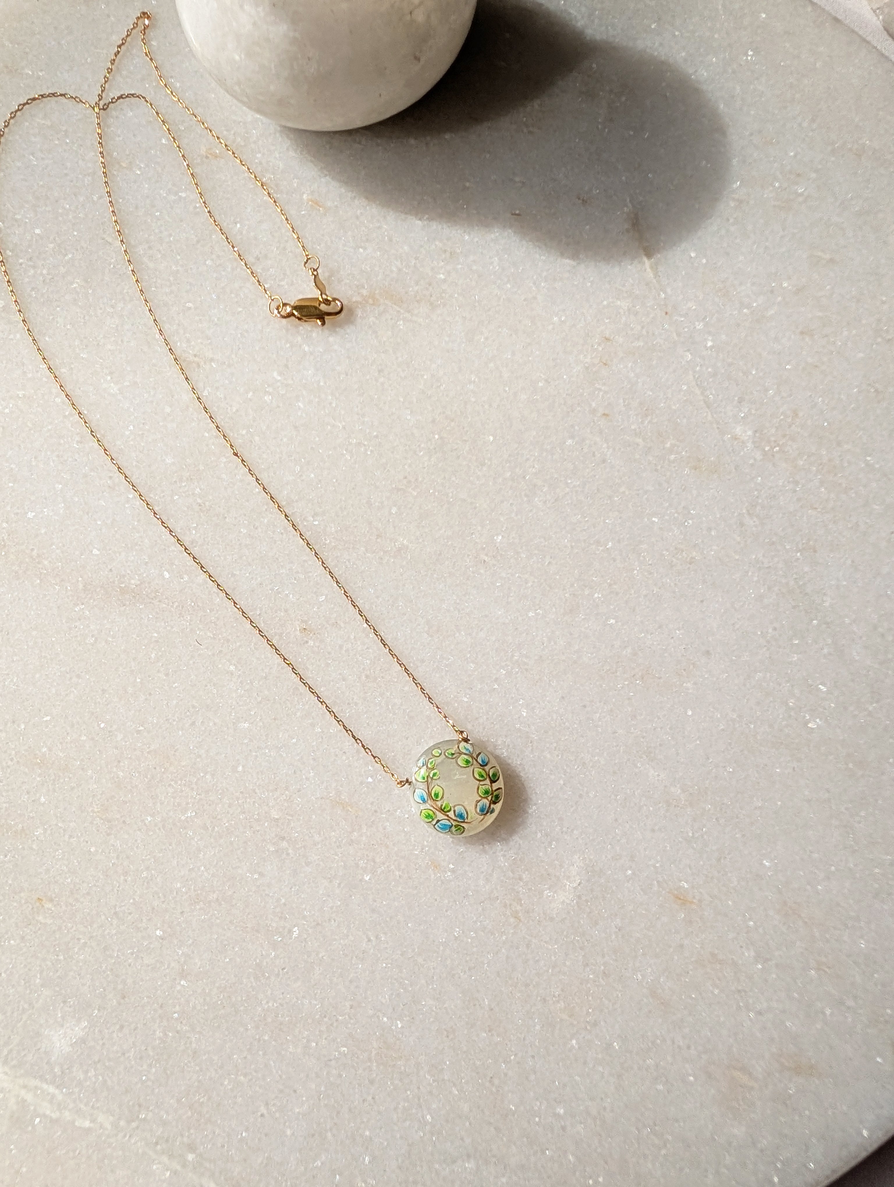 secret garden - hand painted on Moonstone