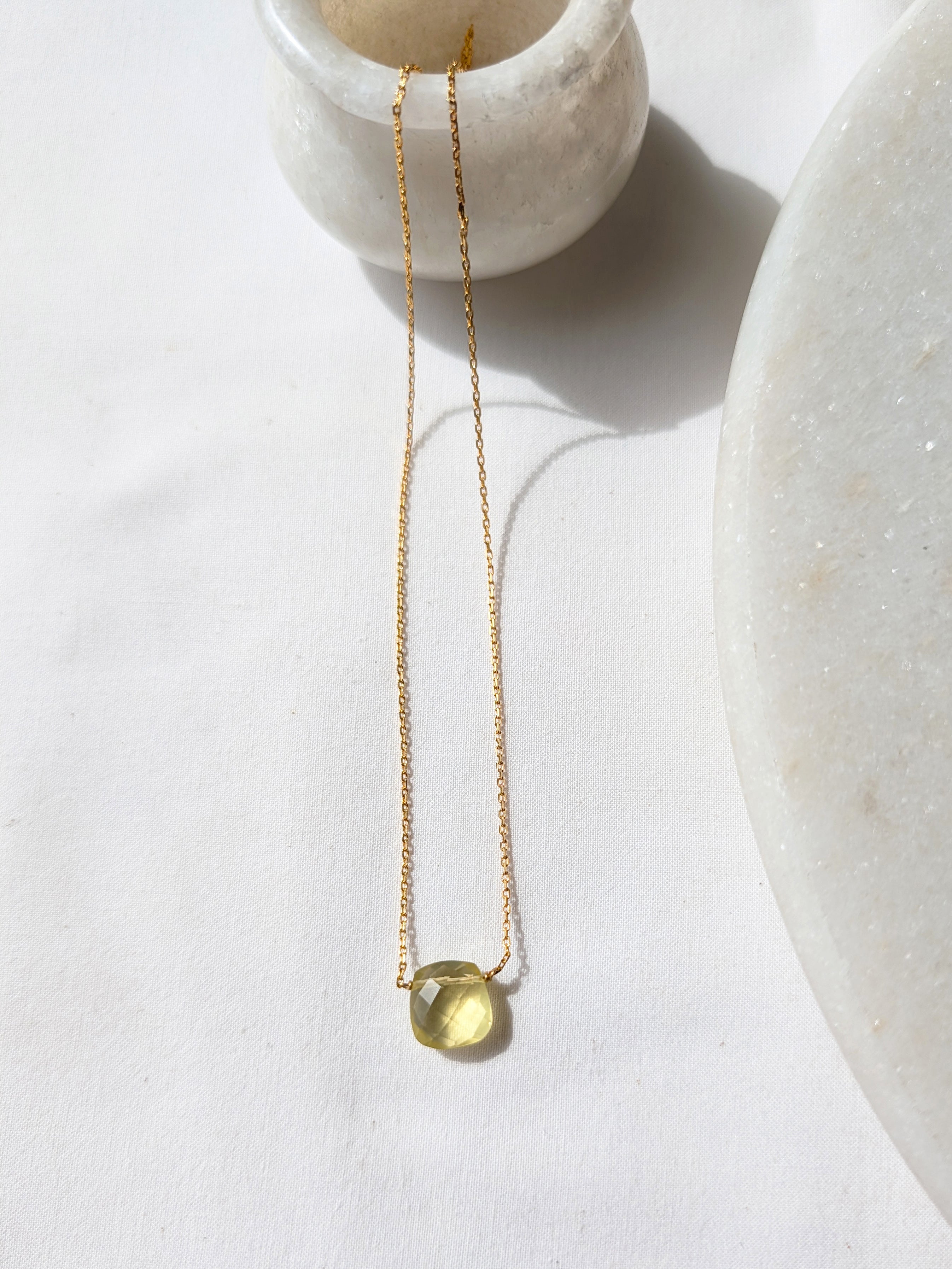 helix - Lemon Quartz Square Pendant