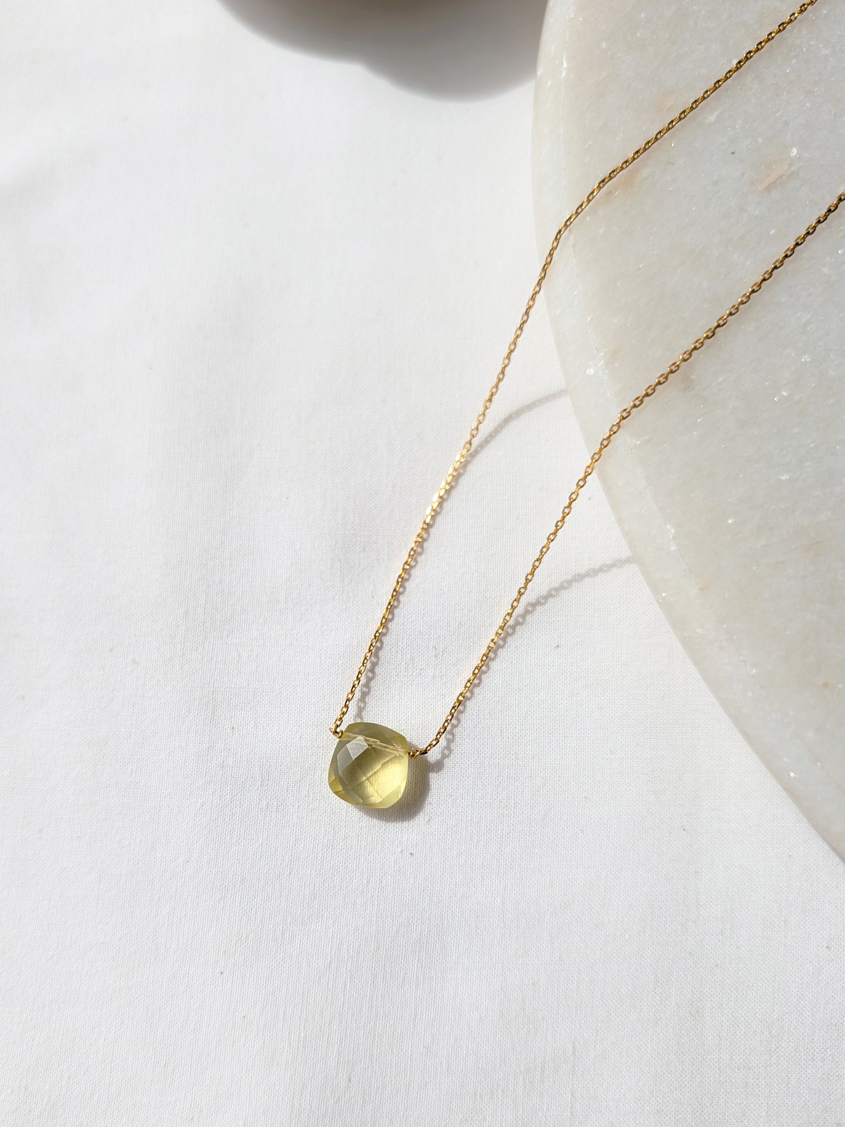 helix - Lemon Quartz Square Pendant