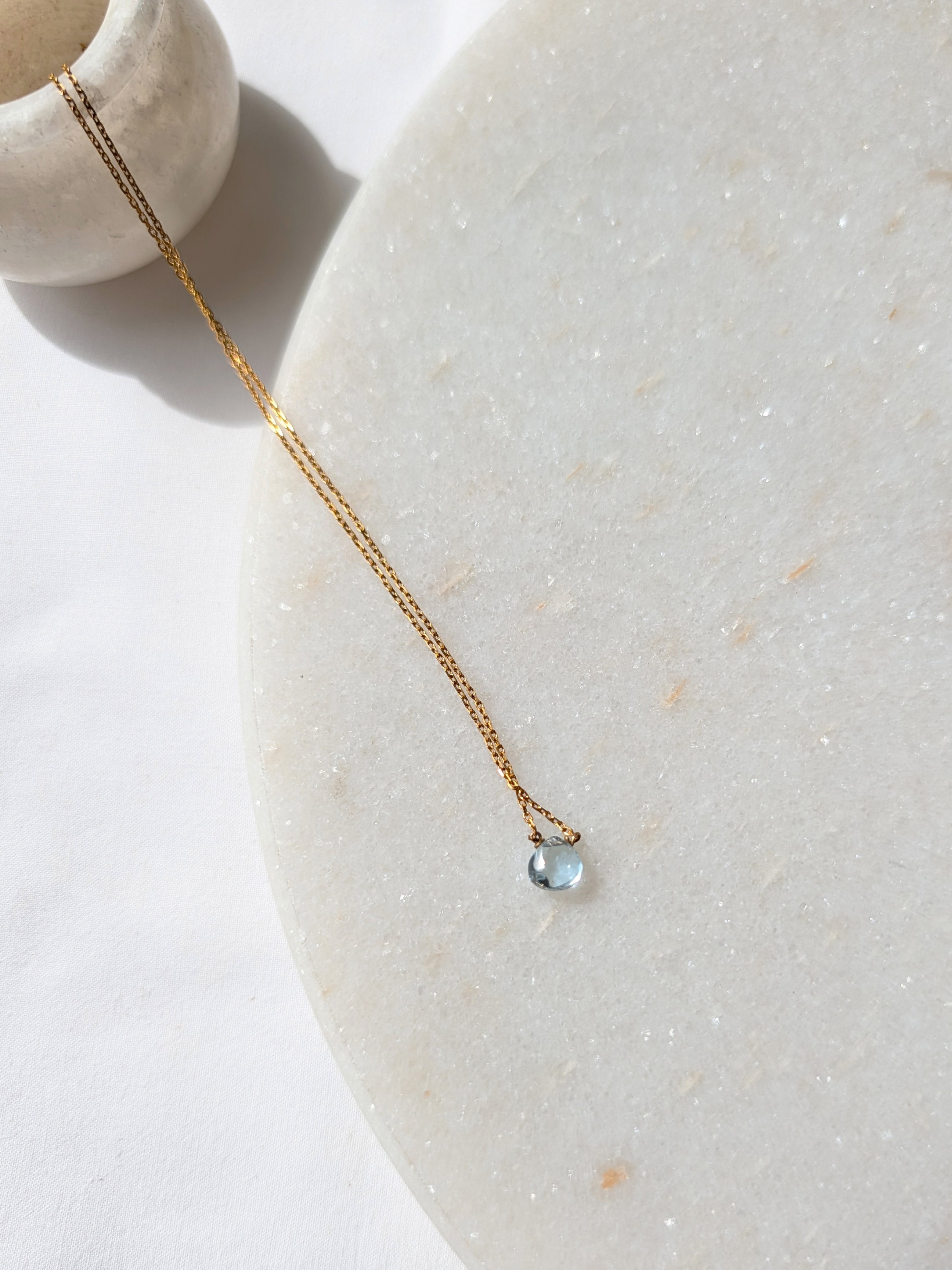 sete - Blue Topaz Heart Shaped Drop Pendant
