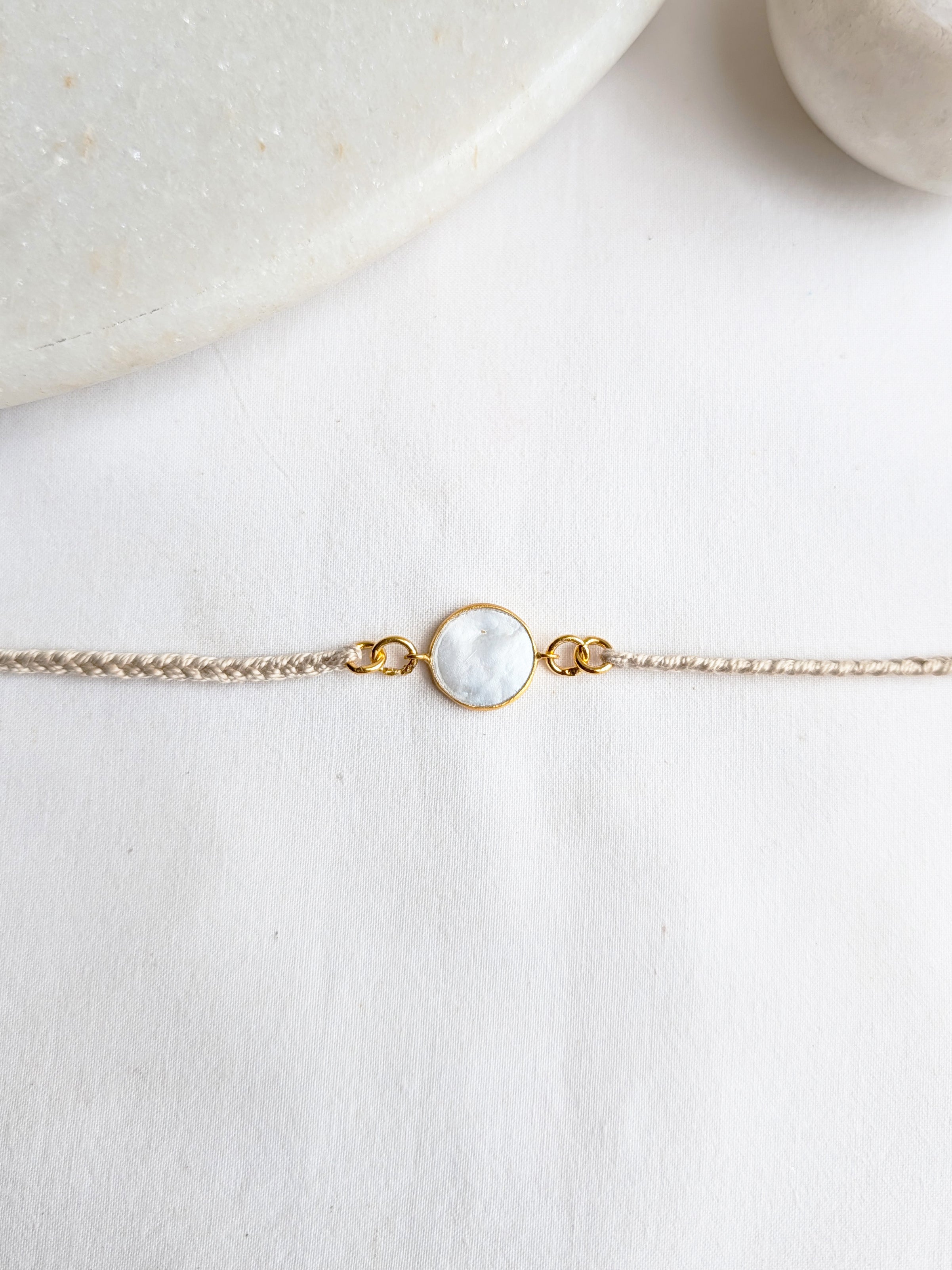 matsya - Mother of Pearl Round Charm Rakhi