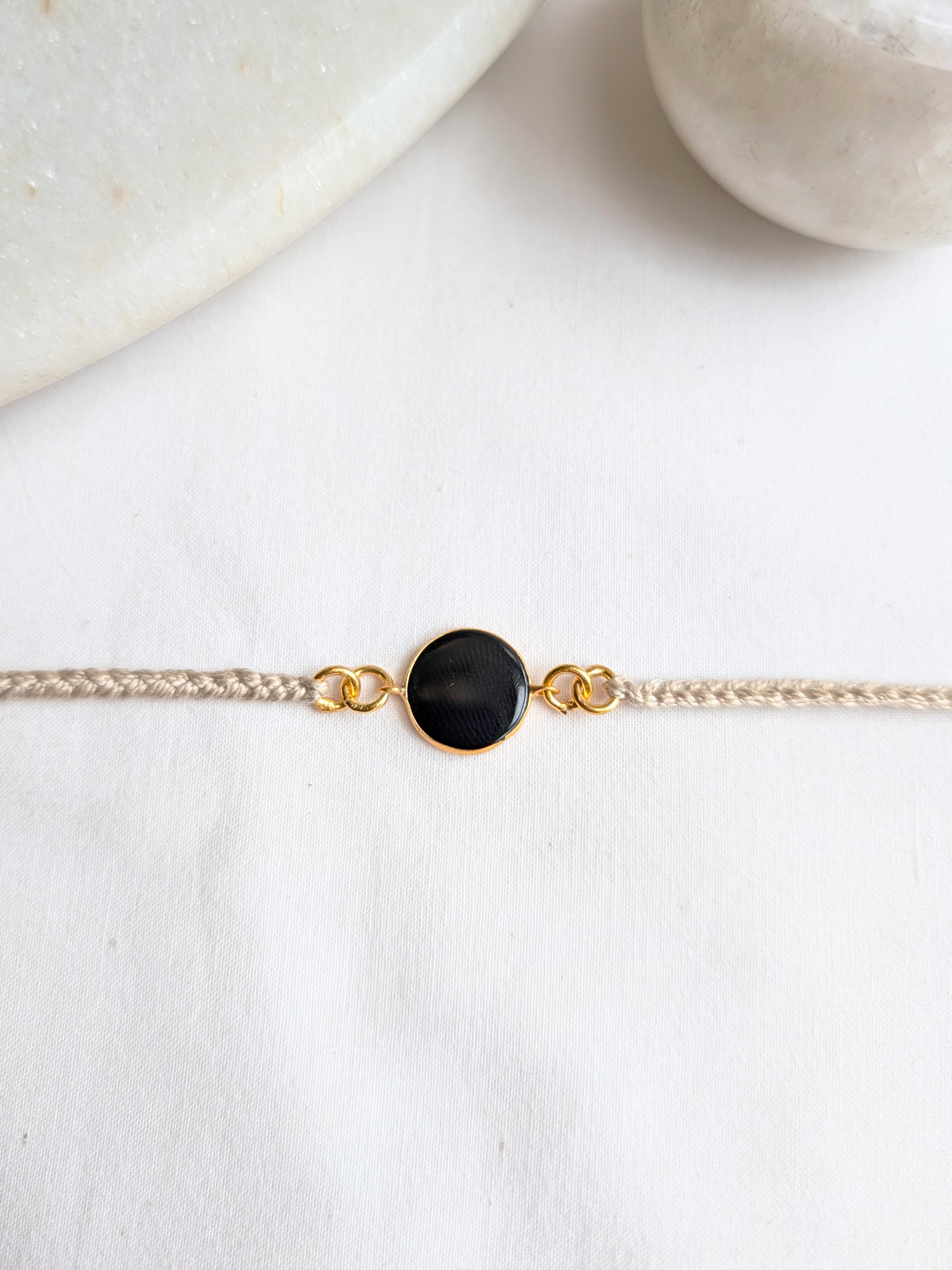 matsya - Black Onyx Round Charm Rakhi